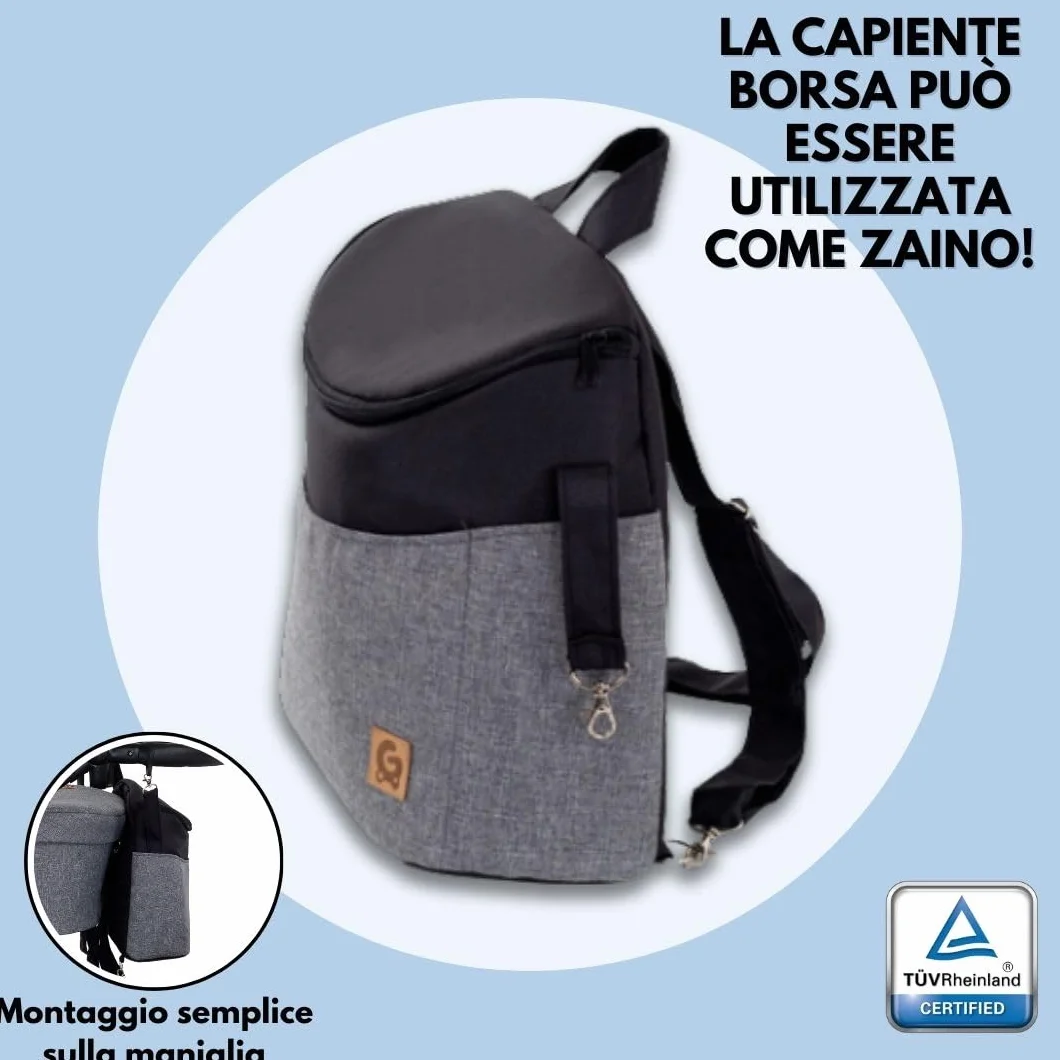 GaGaDumi Boston Passeggino Trio 3 in 1 Carrozzina Passeggino Seggiolino Auto Sistema Viaggio Completo Nero