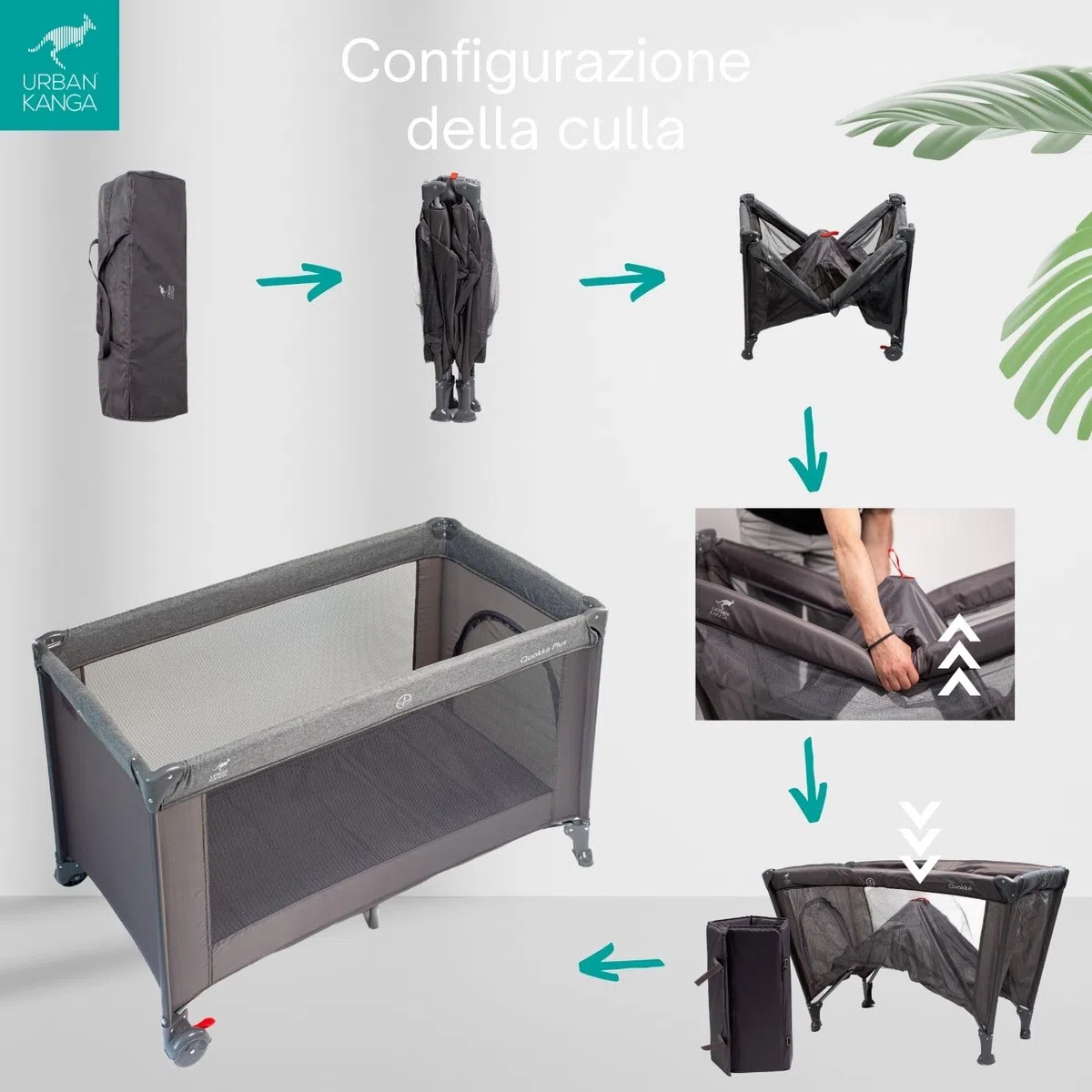 Urban Kanga QK Plus Lettino de Campeggio Neonato con Fasciatoio (QK Plus, Grigio)