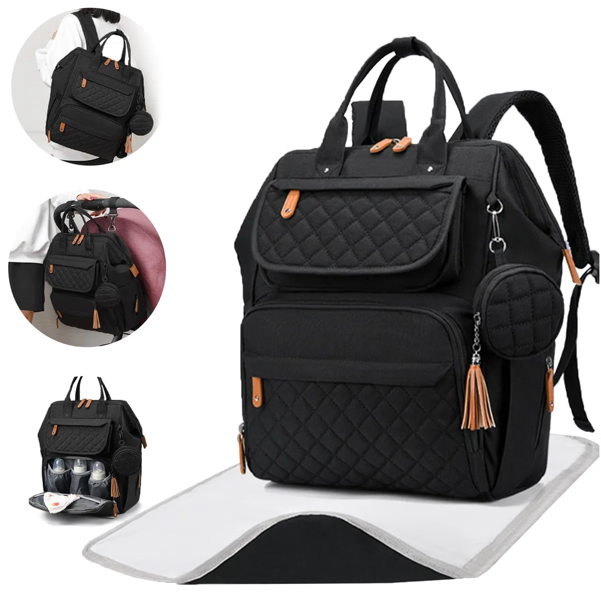 Borsa fasciatoio, grande zaino per bambini, zaino fasciatoio, con fasciatoio portatile, borsa multifunzionale, per mamma e papà