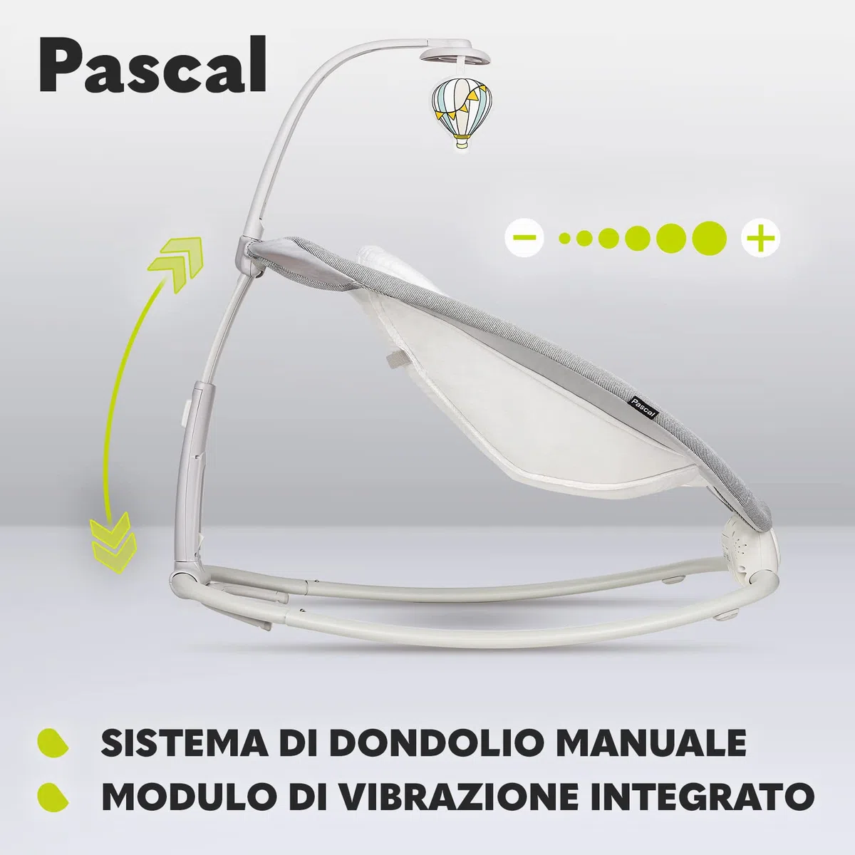 Lionelo Pascal Sdraietta neonati 0-9 kg Dondolo per bambini portatile e pieghevole, Culla 12 Melodie Giocattoli Regolazione dello schienale Vibrazioni Cinture a 5punti Materiale sfoderabile (Grigio)