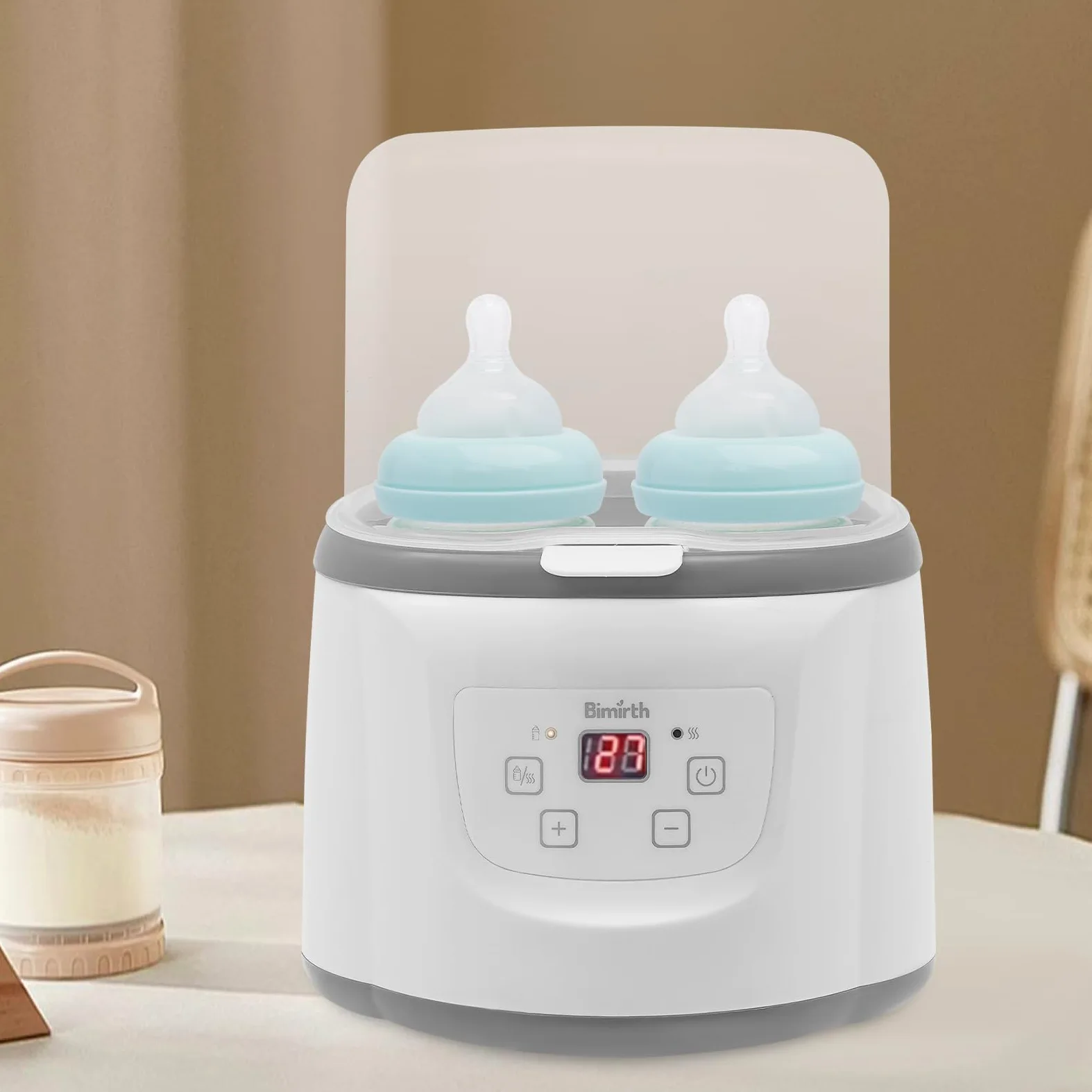 Scaldabiberon Baby 6 in 1, sterilizzatore per biberon con controllo della temperatura, protezione di spegnimento e display a LED, funzione di mantenimento del calore, scongelamento per famiglie,