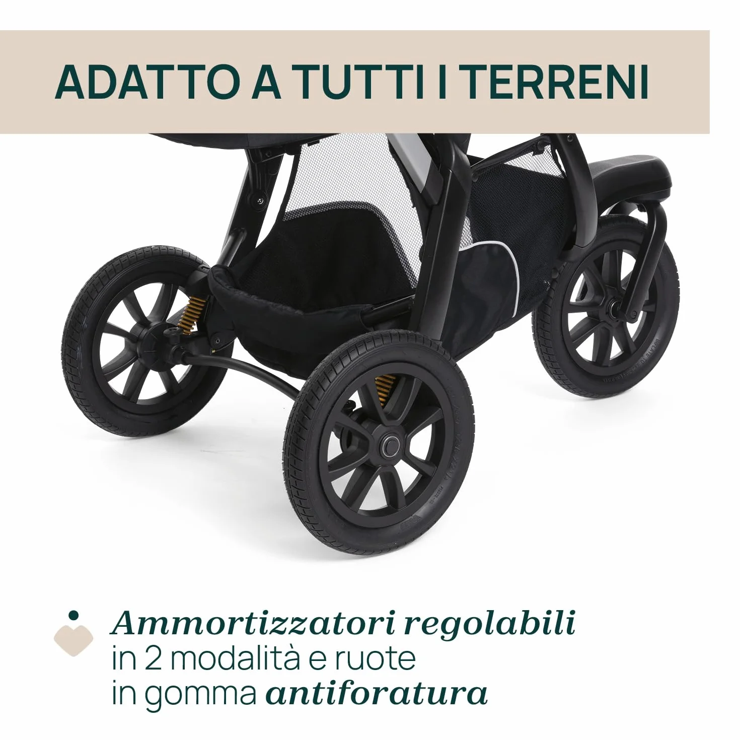 Passeggino Activ3 Con 3 Ruote, Funzionale e Facile da Guidare Su Tutti i Terreni, Seduta Ampia, Schienale Reclinabile, Chiusura Pratica e Veloce, Ammortizzatori Regolabili, 0 Mesi+, Ebony