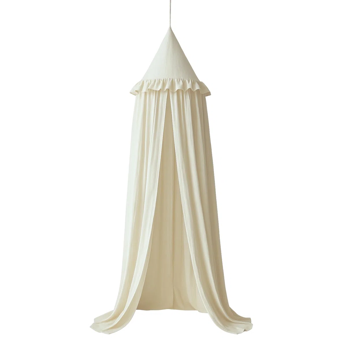 Wonder Space Baldacchino per Letto Bambini con Volant, Color Pastello Neutro per Ragazzi & Ragazze, Frills Tenda per asilo nido, Tenda Sospesa per Culla, Zanzariera Decorazione (Avorio)