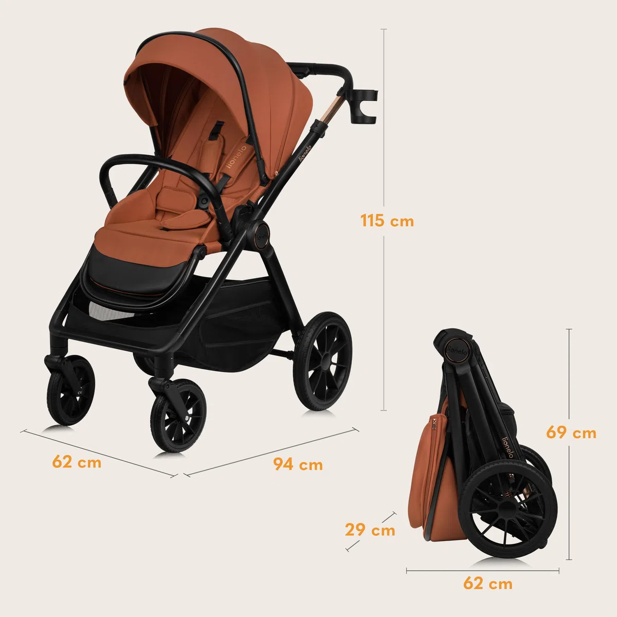 LIONELO LAYLA 3 in 1 Passeggino combinato Passeggino da 0 a 48 mesi fino a 22 kg, Navicella fino a 9 kg, Seggiolino auto fino a 13 kg, AiryDots, Ruote in PU girevoli a 360°, Sospensione completa