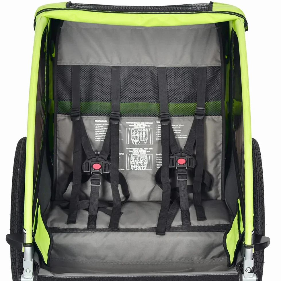 PAPILIOSHOP MOVER: Rimorchio Multifunzionale e Passeggino per il Trasporto Sicuro di 1 o 2 Bambini, Ideale per Escursioni e Avventure all'Aperto (Green)