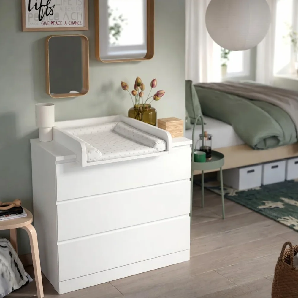 Fasciatoio per comò regolabile estensibile 34–50 cm, Bianco 53,2 x 70 cm
