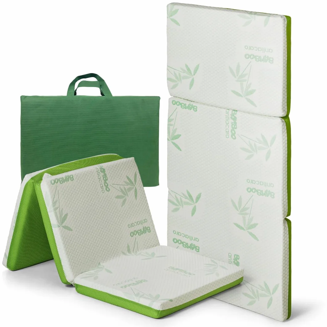 EPSELIA Materasso Lettino per Bambini Pieghevole BAMBU' BIO con Borsa per Viaggio o Campeggio, cm 60x120 H6 Certificato Antisoffoco EN16890:2017 Poliuretano con Fori CertiPUR™ OEKO-TEX®