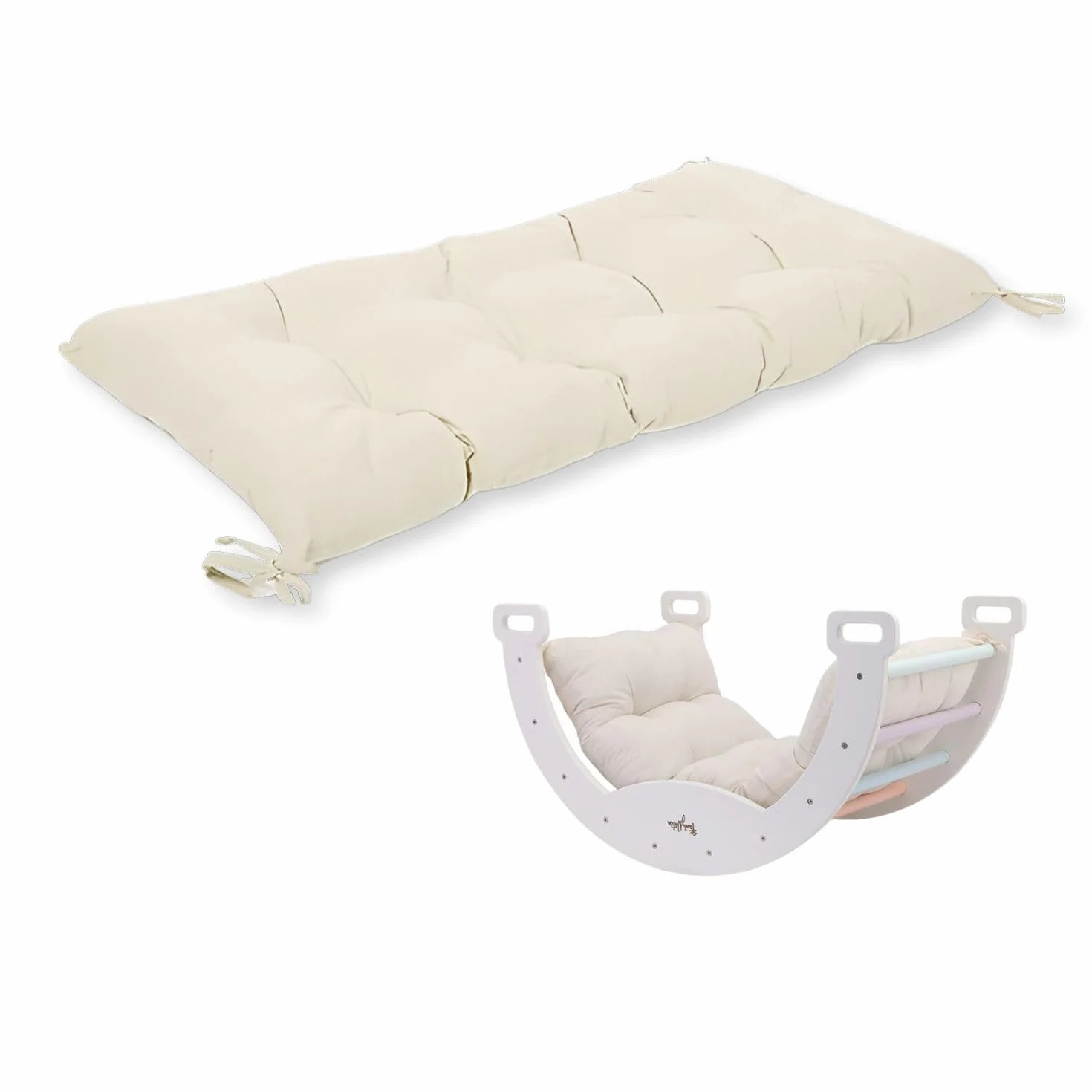 Family Nation, Cuscino per Arco Montessoriano Rainbow da Arrampicata, per Bambini da 6 Mesi di Età, in Lana di Peluche, Lavabile in Lavatrice, 94x44x8 cm