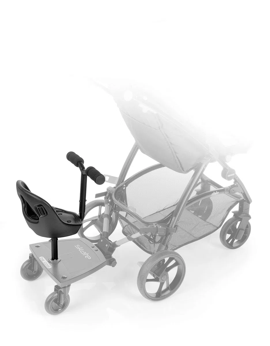 Be Cool Skate Seat Sedile per Pedana Passeggino, Compatibile con Pedana Skate Be Cool, con Imbracatura e Maniglione, Secondo Bambino fino a 15 kg, Nero