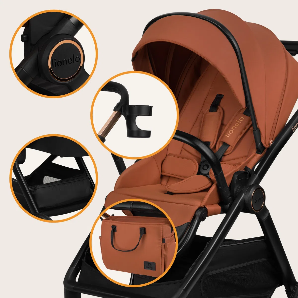 LIONELO LAYLA 3 in 1 Passeggino combinato Passeggino da 0 a 48 mesi fino a 22 kg, Navicella fino a 9 kg, Seggiolino auto fino a 13 kg, AiryDots, Ruote in PU girevoli a 360°, Sospensione completa