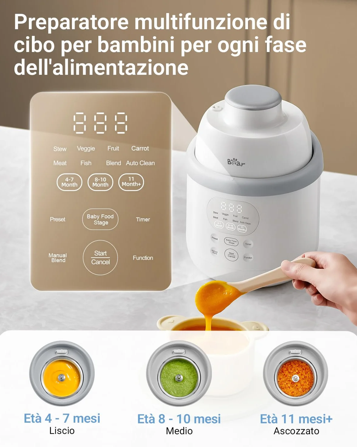NutriEase AllStage Preparatore di Pappe per Bambini in Acciaio Inossidabile OneStep Baby Food Maker