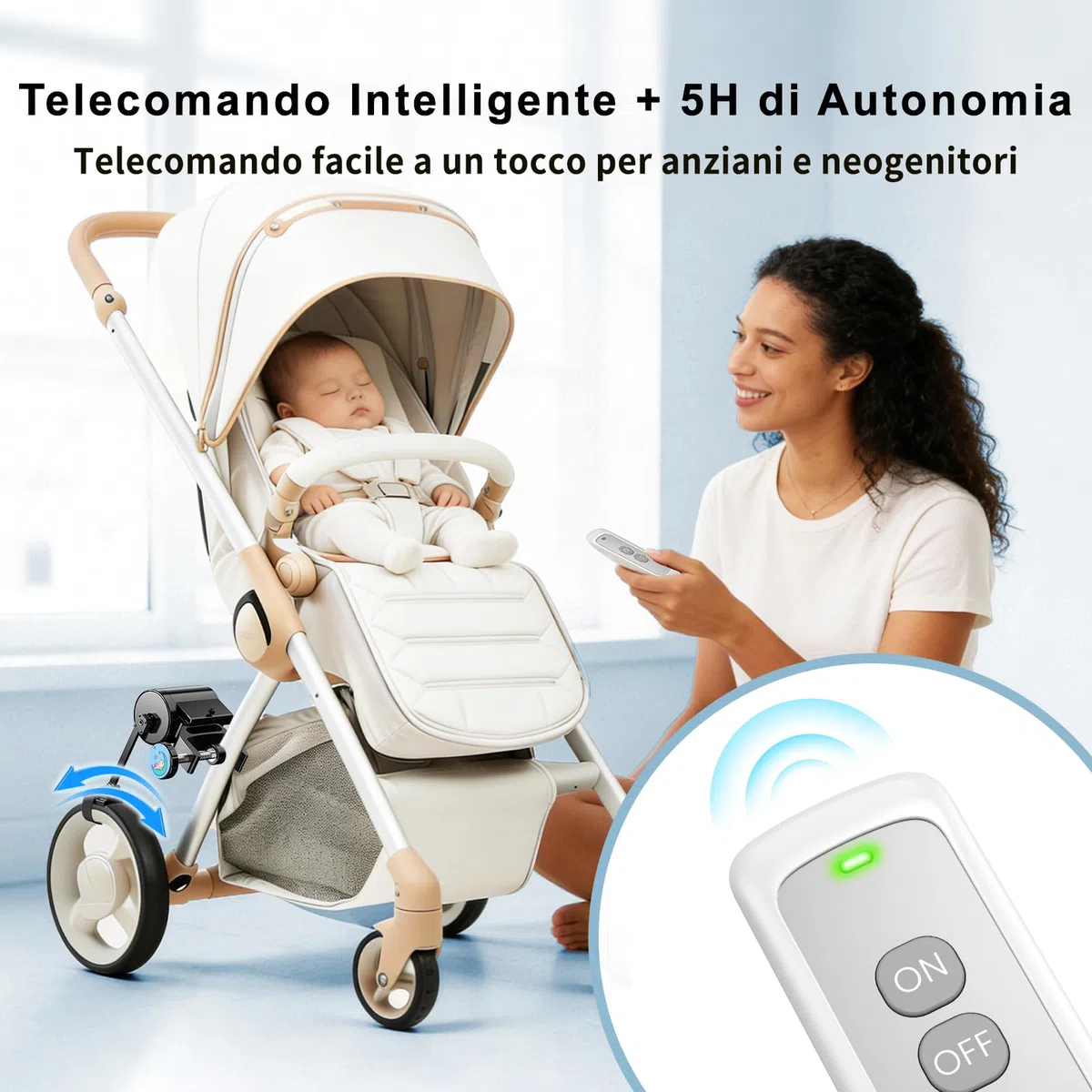 Baby Rocker Mani Libere, Scorrimento Curvo, Installazione Senza Attrezzi con Telecomando, Dondola Passeggino per Passeggini e Carrozzine, Assistente Portatile per il Sonno dei Neonati (Nero)