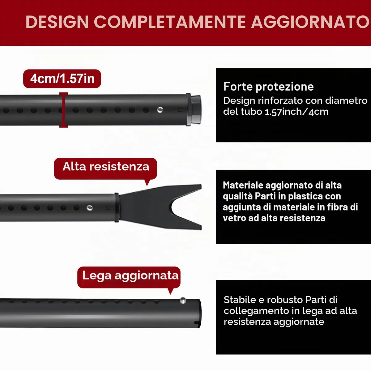 Nero Barra di Sicurezza per Porta d'Entrata - 1 Pack Sbarra Antiscasso, Blocco Porte