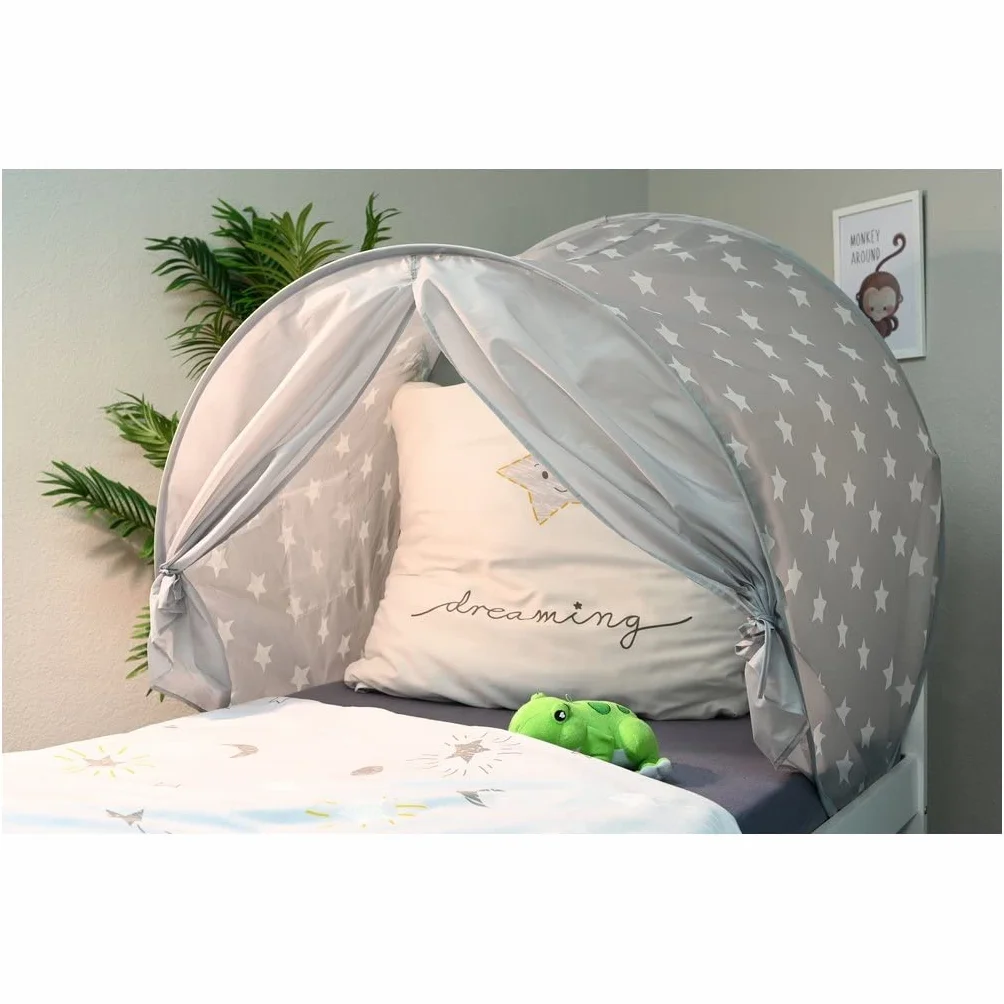 Tenda da letto Grey White Stars, grigio, bianco 55180