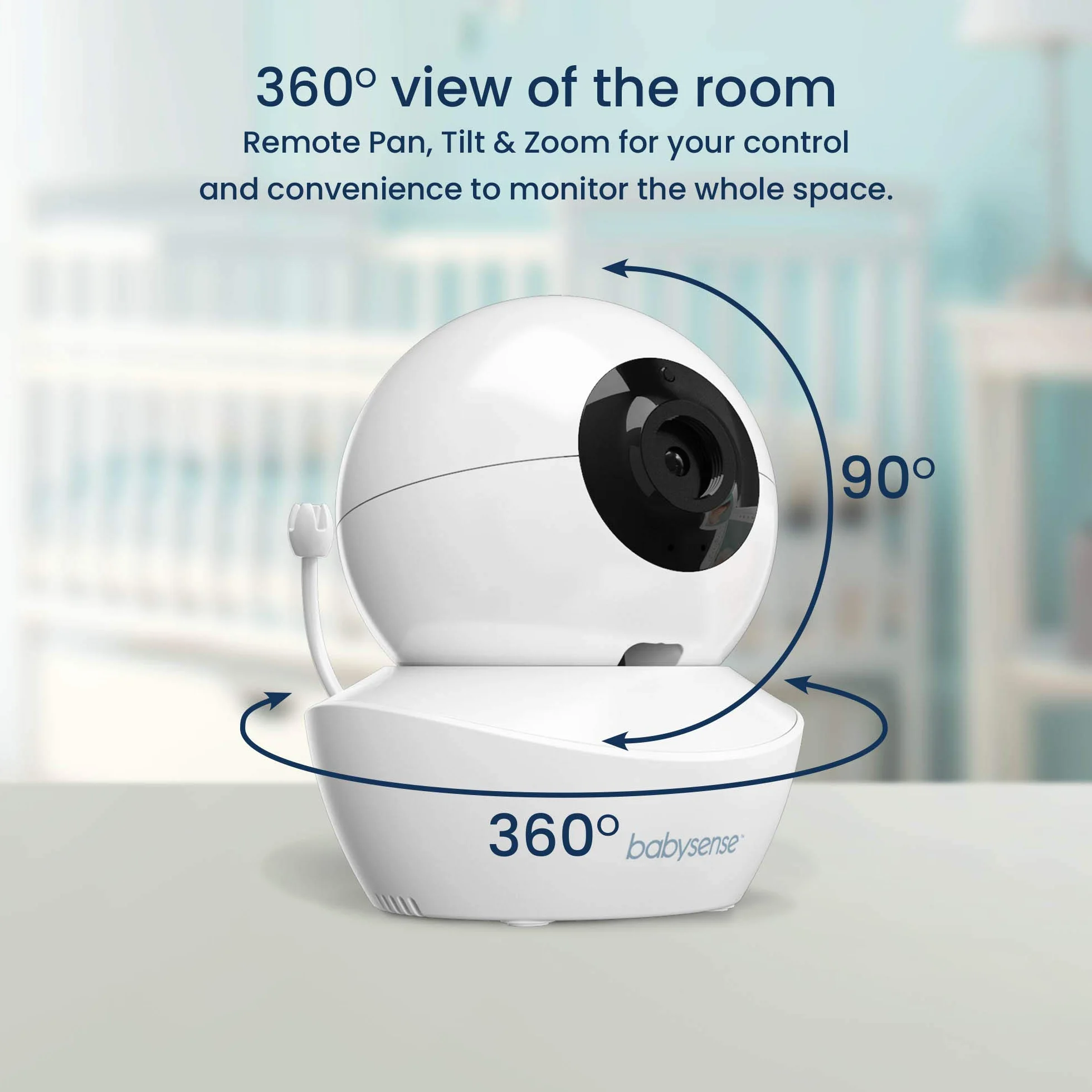 Babysense HDS2 - Monitor video per bambini con fotocamera e audio, baby phone 5" HD 720p, senza WiFi, luce notturna regolabile, portata estesa, audio bidirezionale, zoom 4X, visione notturna, batteria
