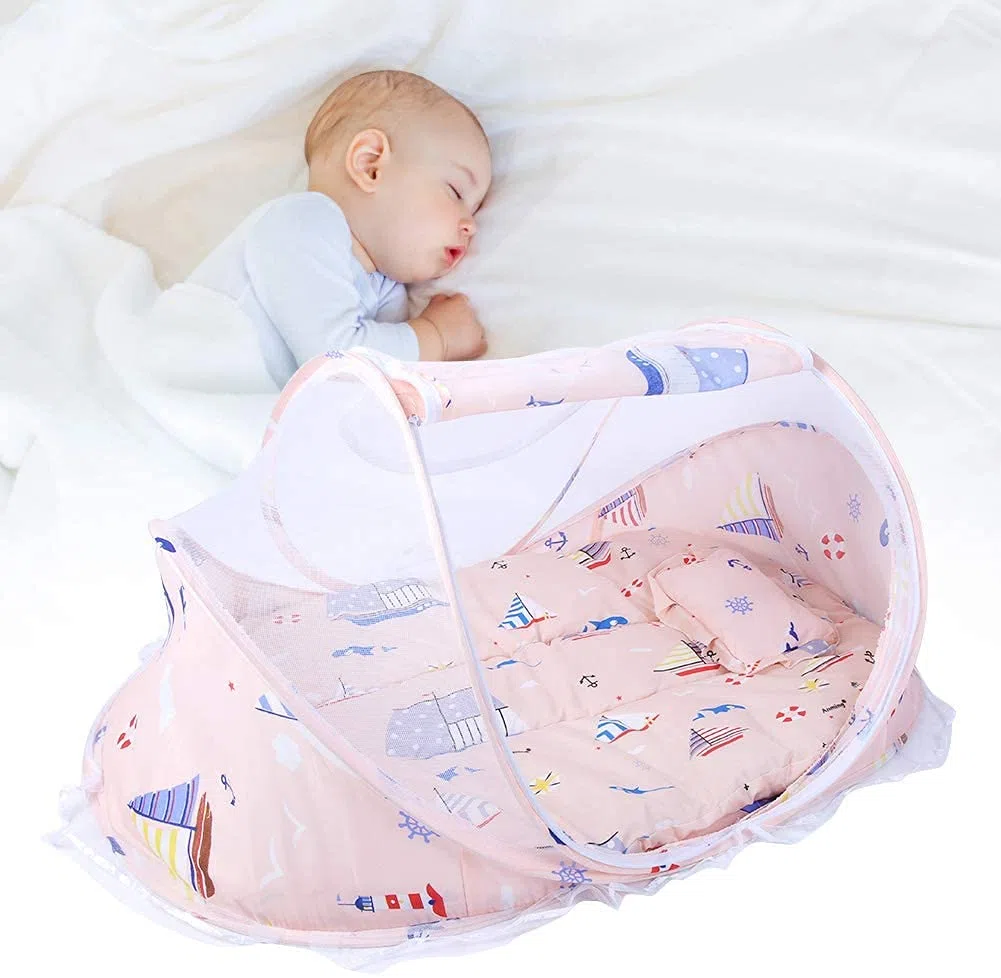 Lettino da Viaggio per Neonato Tenda da Spiaggia Portatile con Zanzariera, Pieghevole Zanzariera per Neonato Dormire Tenda per Bambini per Reti da Campeggio Presepe Traspirante (Blu)