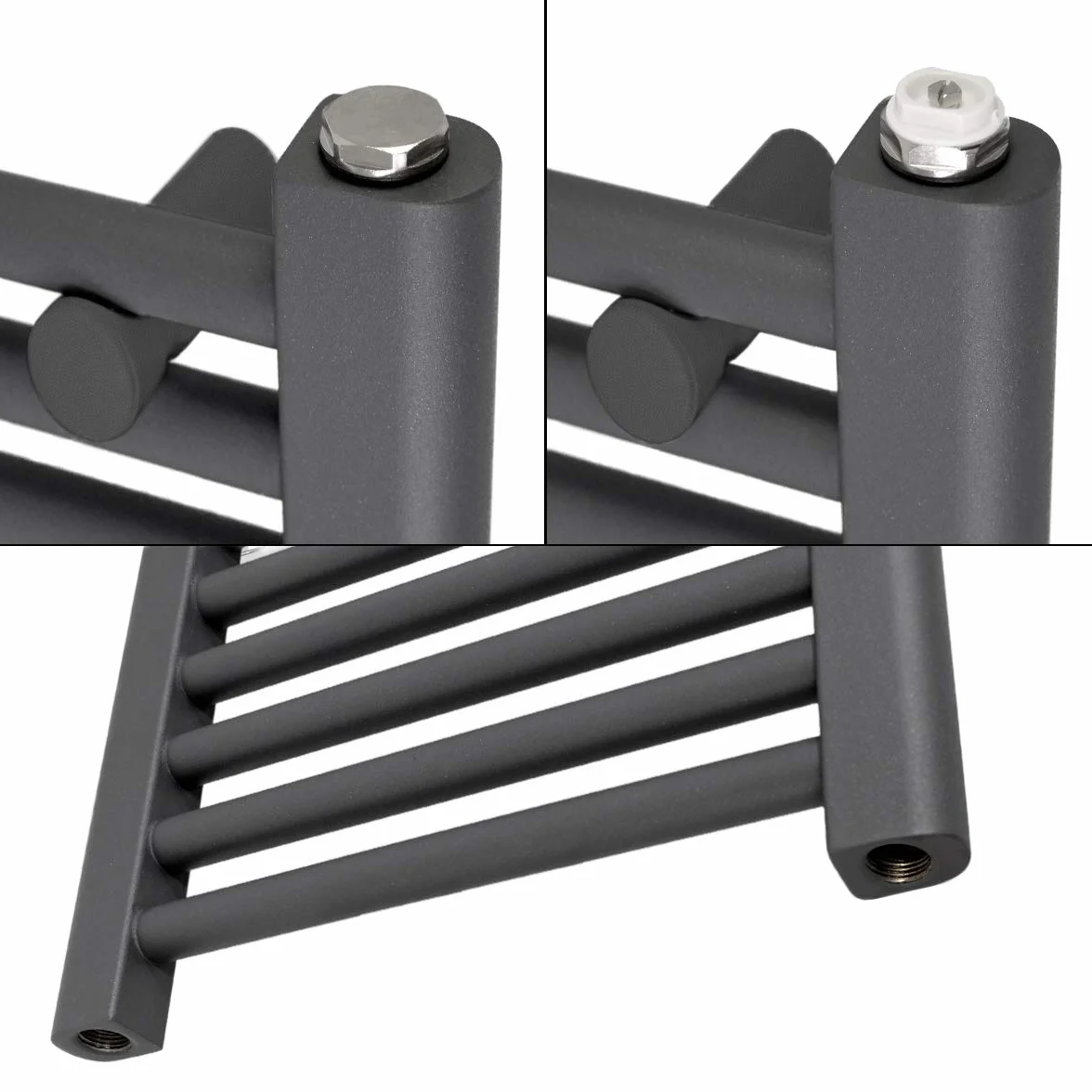 ECD Germany Radiatore Sahara Scaldasalviette Moderno per Bagno - 600 X 1800 mm - Antracite- Acciaio - Dritto con Attacco Laterale - Radiatore Scaldasalviette Asciugamani Riscaldamento Non Elettrico