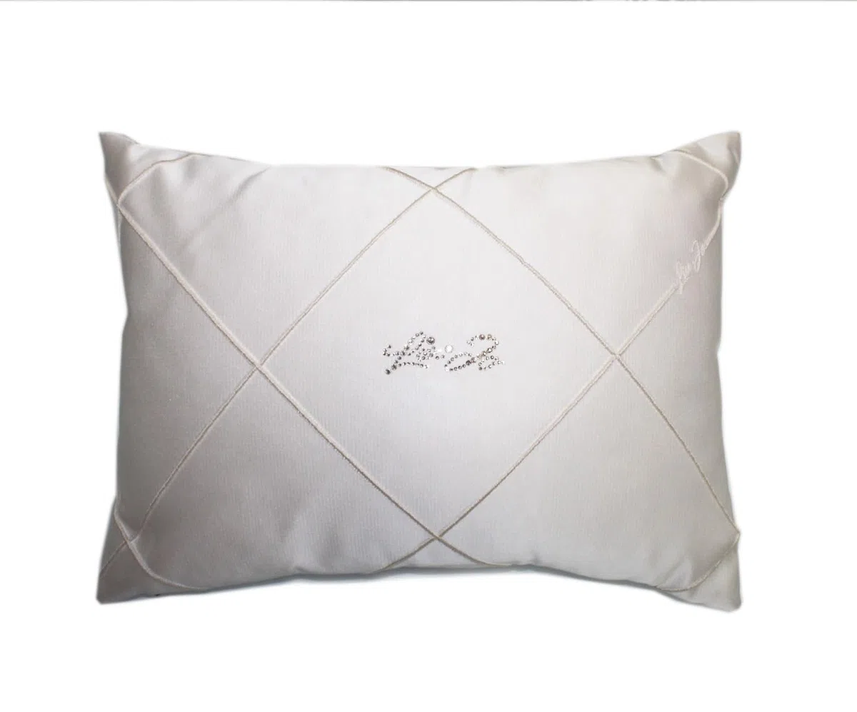 Russo Tessuti Cuscino Decorativo Trapuntato Arredo Casa Letto LIUJO Liu Jo Logo Strass 30X40-Sabbia