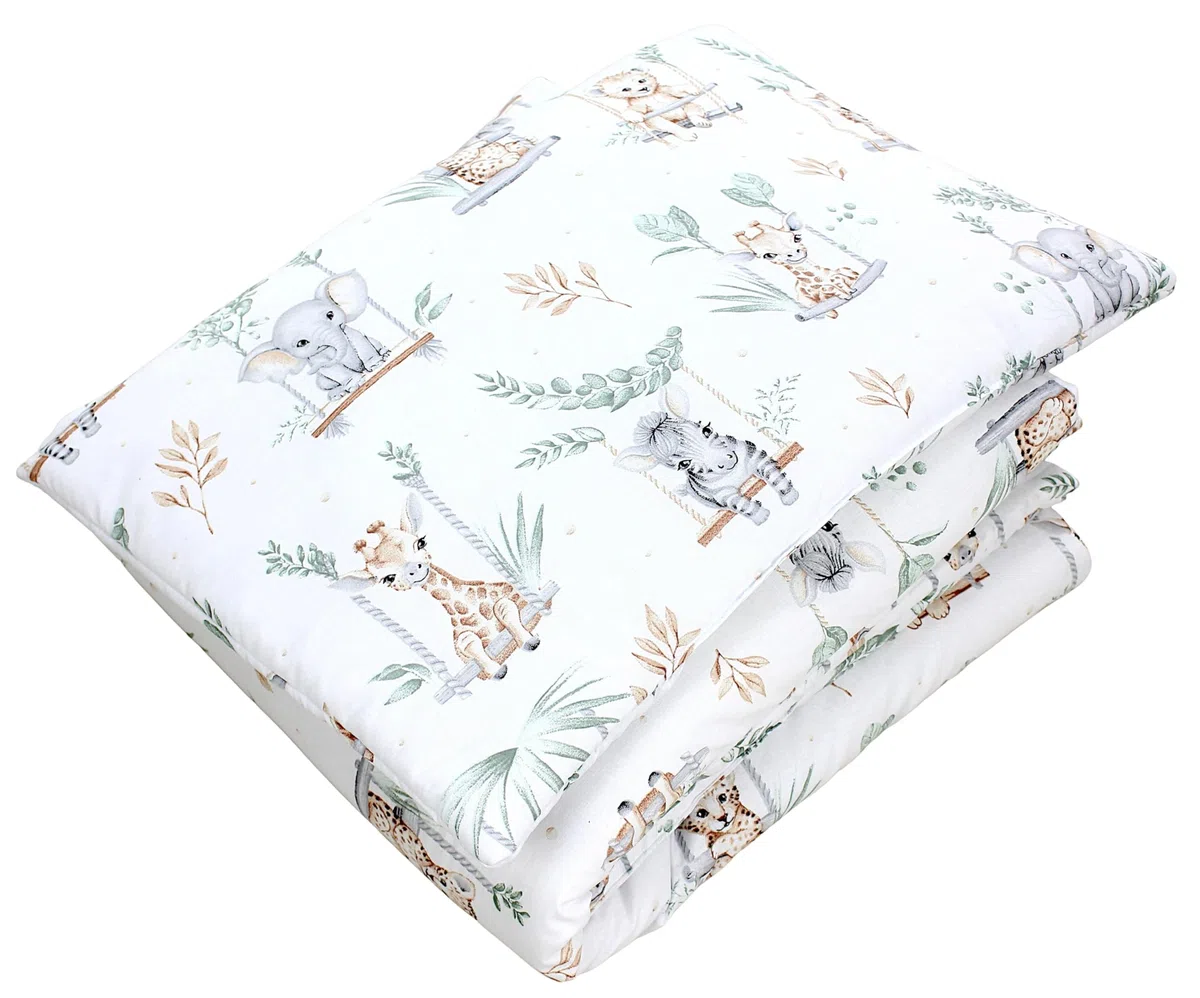 TupTam Set di Piumone Fantasia per Bambini Tutte le Stagioni Cuscino Piatto 2 pz., Safari sull'altalena, 135x100 cm