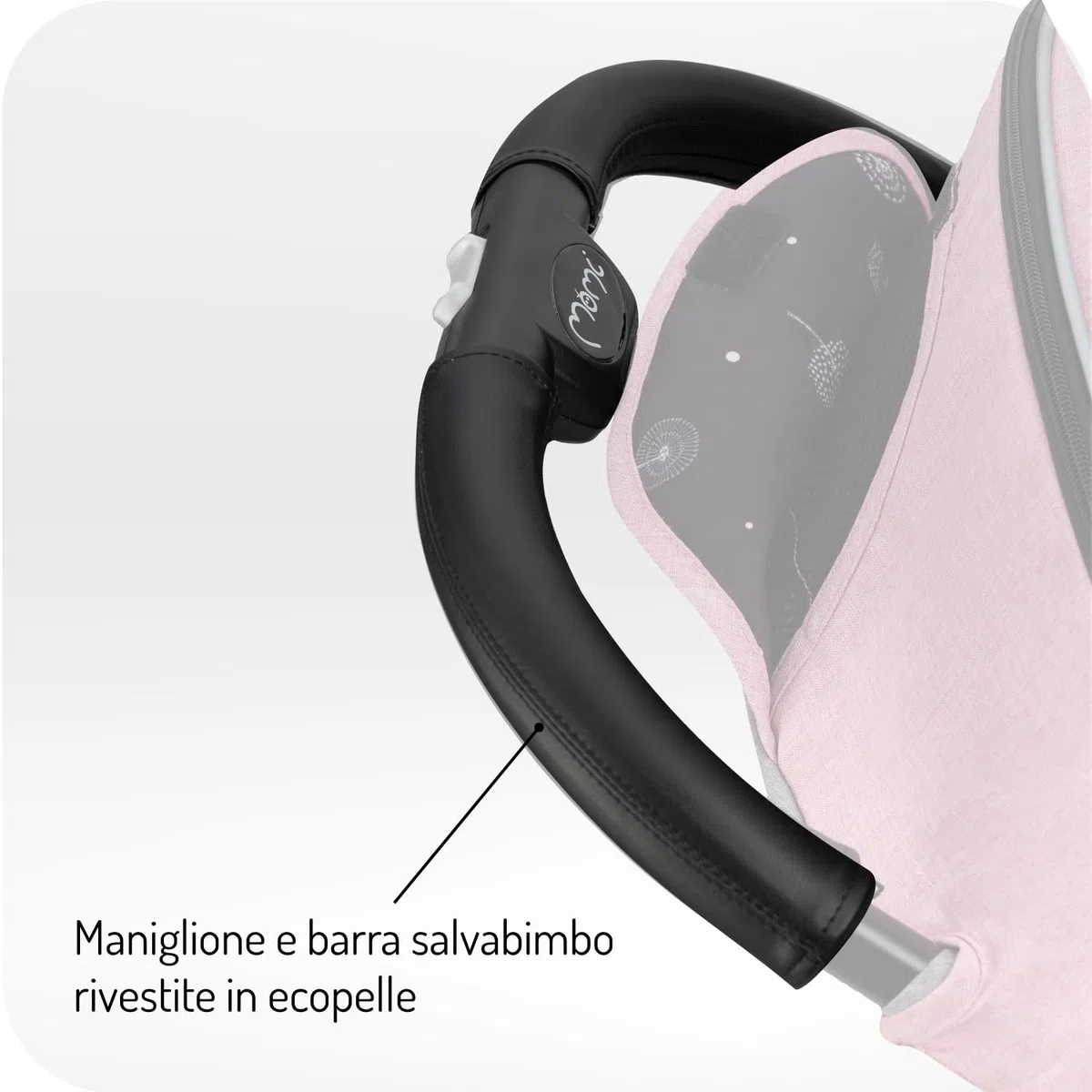 MoMi ESTELLE LIGHT PLUS Passeggino a partire da 6 mesi (fino a 22 kg), pieghevole con cintura di sicurezza a 5 punti, cestino porta spesa e funzione di apertura, manico telescopico per il traino