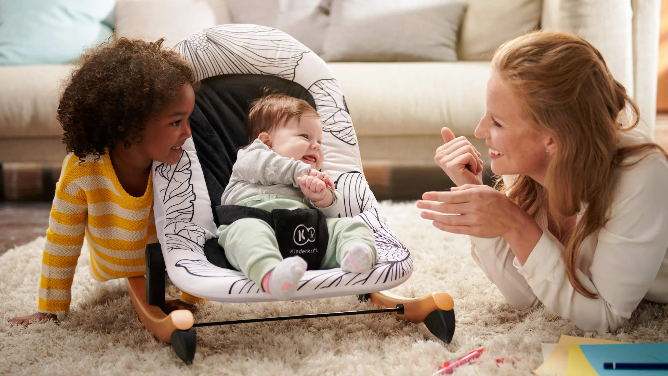 Kinderkraft Sdraietta Neonati FINIO Seggiolone Dondolo 0-9 kg Nero