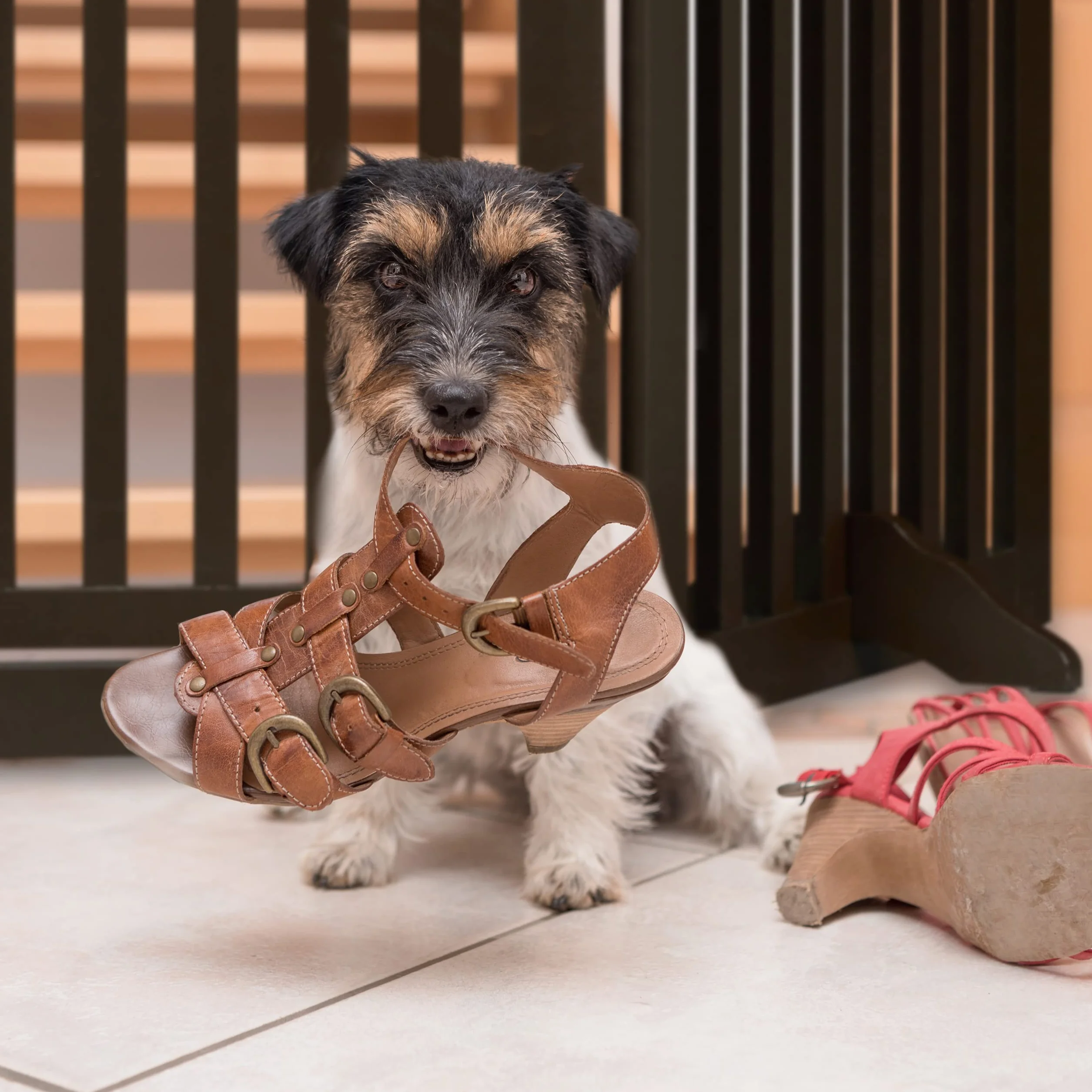 Relaxdays Cancelletto Animali, Barriera per Cani e Gatti, 3 Pannelli, Recinzione per Scale, MDF, 70x154 cm, Marrone