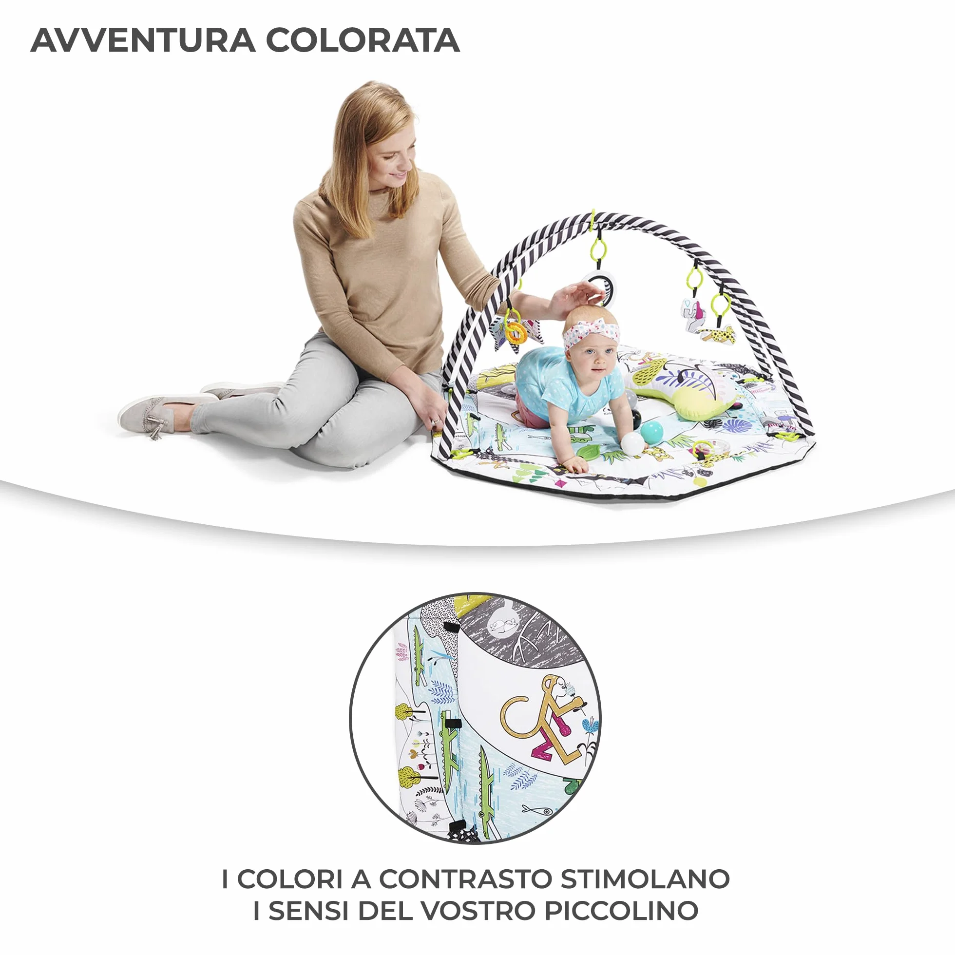 Kinderkraft Palestrina Interattiva SMARTPLAY, Morbido Tappetino Educativo con Archi Giocattoli per Bambini Neonati