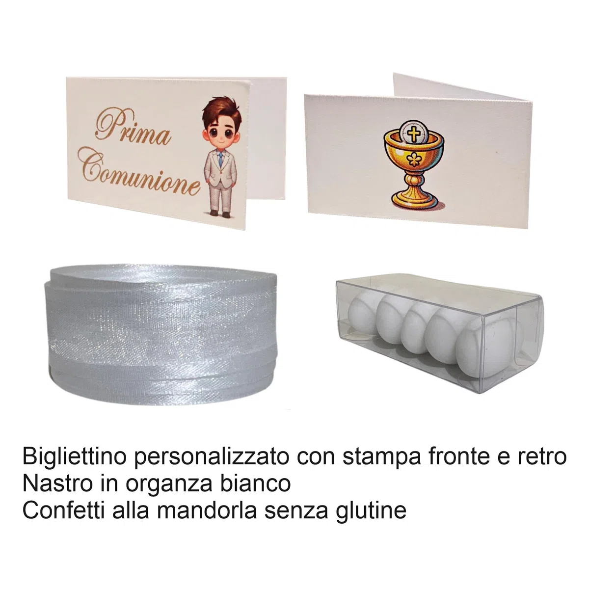 Generico Ametista Regali Bomboniere Set 6 Orologi Prima Comunione Maschio 11,5x11cm - Completi di Scatole, nastri in organza, confetti senza glutine e bigliettini personalizzati