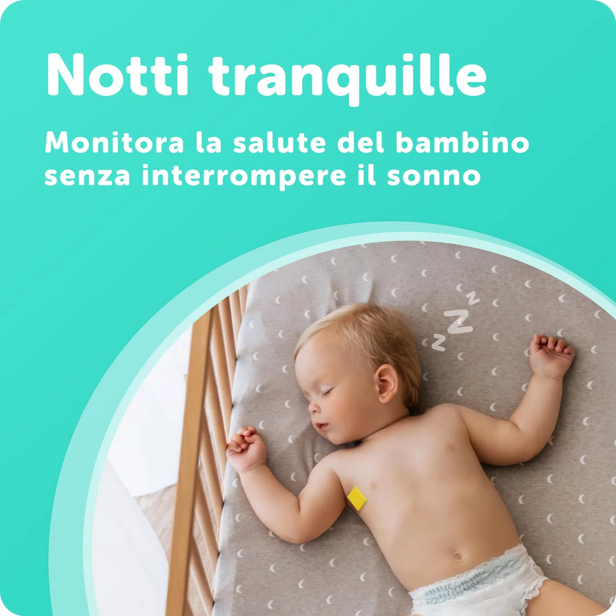 Temperatura intelligente CuboAi | Sensore termico di grado medico per monitorare continuamente la temperatura del bambino | Termometro ascellare indossabile | Deve essere abbinato Baby Monitor CuboAi