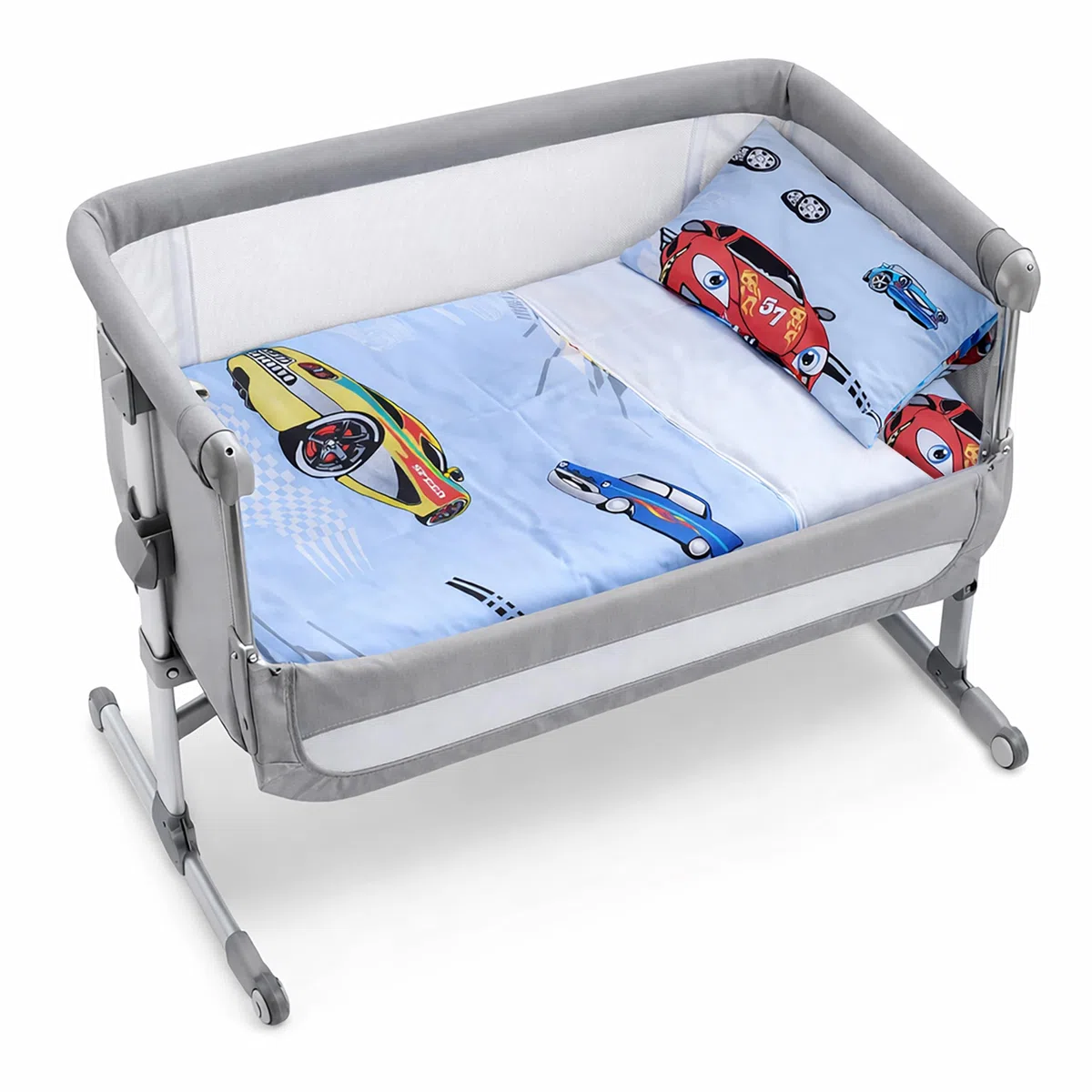 Piumotto Set Lenzuola 4 Pezzi Compatibile Con Next To Me Culle Cosleeping Fianco Letto 50x83 Cm 100% Cotone 1 Piumino 1 Lenzuolo Di Sotto 1 Lenzuolo Copripiumino Sacco 1 Federa Macchinine
