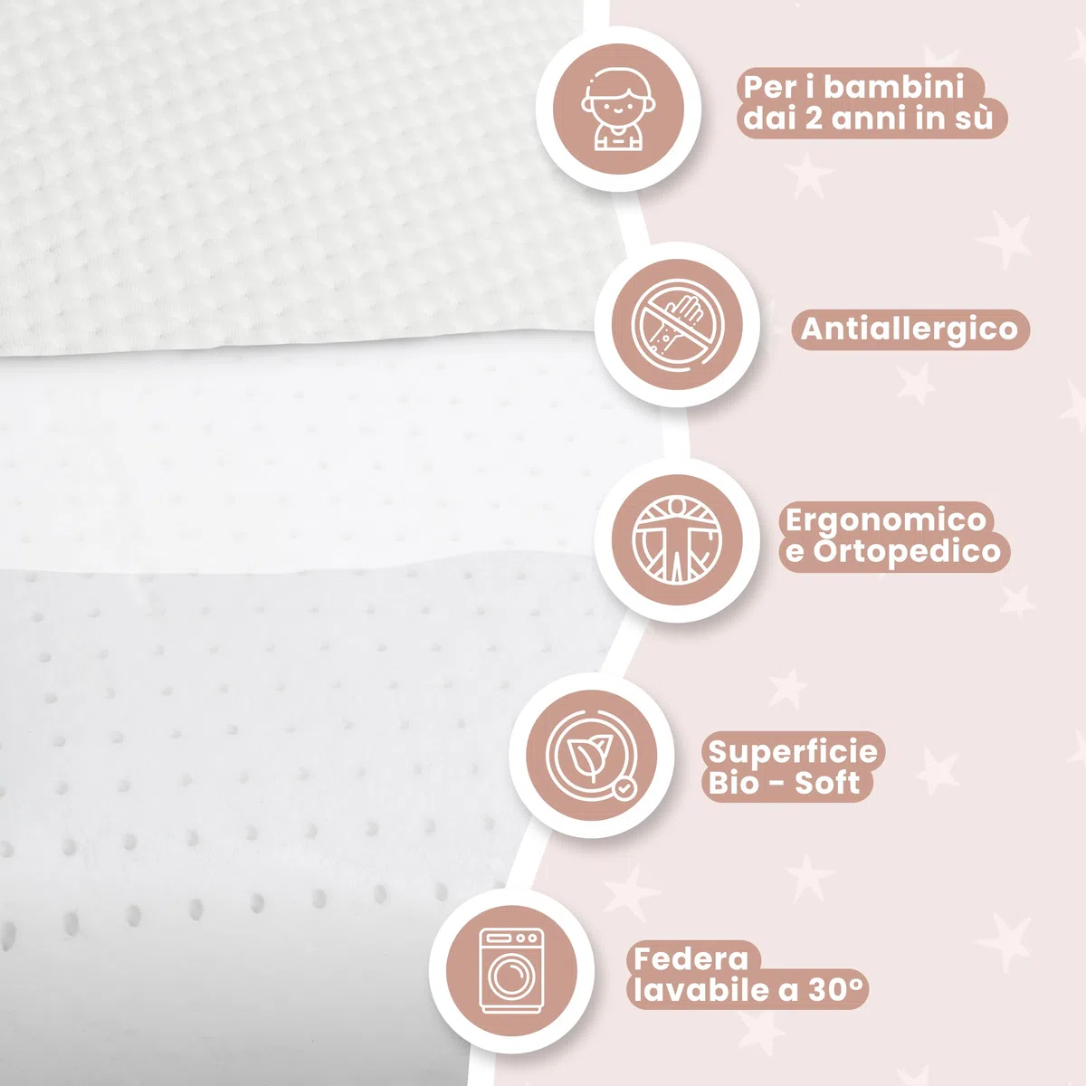 MIMUSELINA Cuscino Memory Foam Bambini 60x40x6 cm | Cuscino Antisoffoco in Schiuma Viscoelastica Traspirabile | Cuscini letto e Culla Ipoallergenici | Federa Tencel Sfoderabile e Lavabile