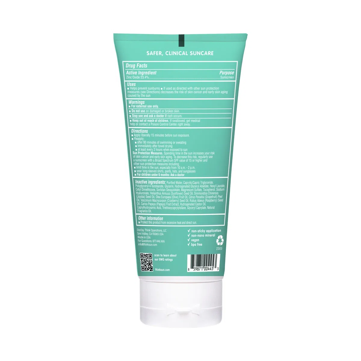 Thinksport Kids Mineral Based Sunscreen SPF 50+ 177ml