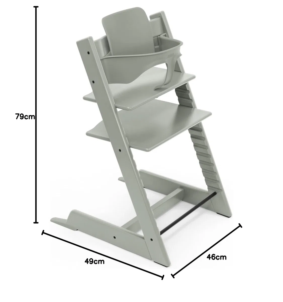 Seggiolone Tripp Trapp di Stokke con Baby Set, Glacier Green - Sedia regolabile ed evolutiva per bambini e adulti - Design ergonomico e classico