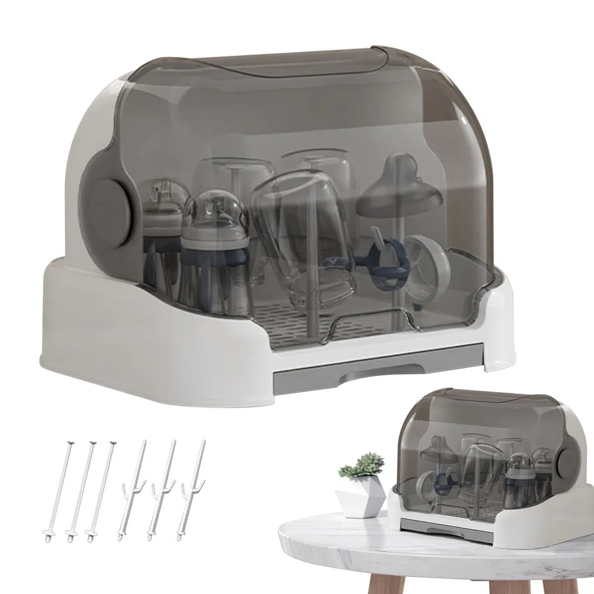 Porta Biberon - Organizzatore Biberon Grande con Coperchio | Risparmio Spazio per Cucina Camera da Letto Dispensa Fasciatoio Genitori