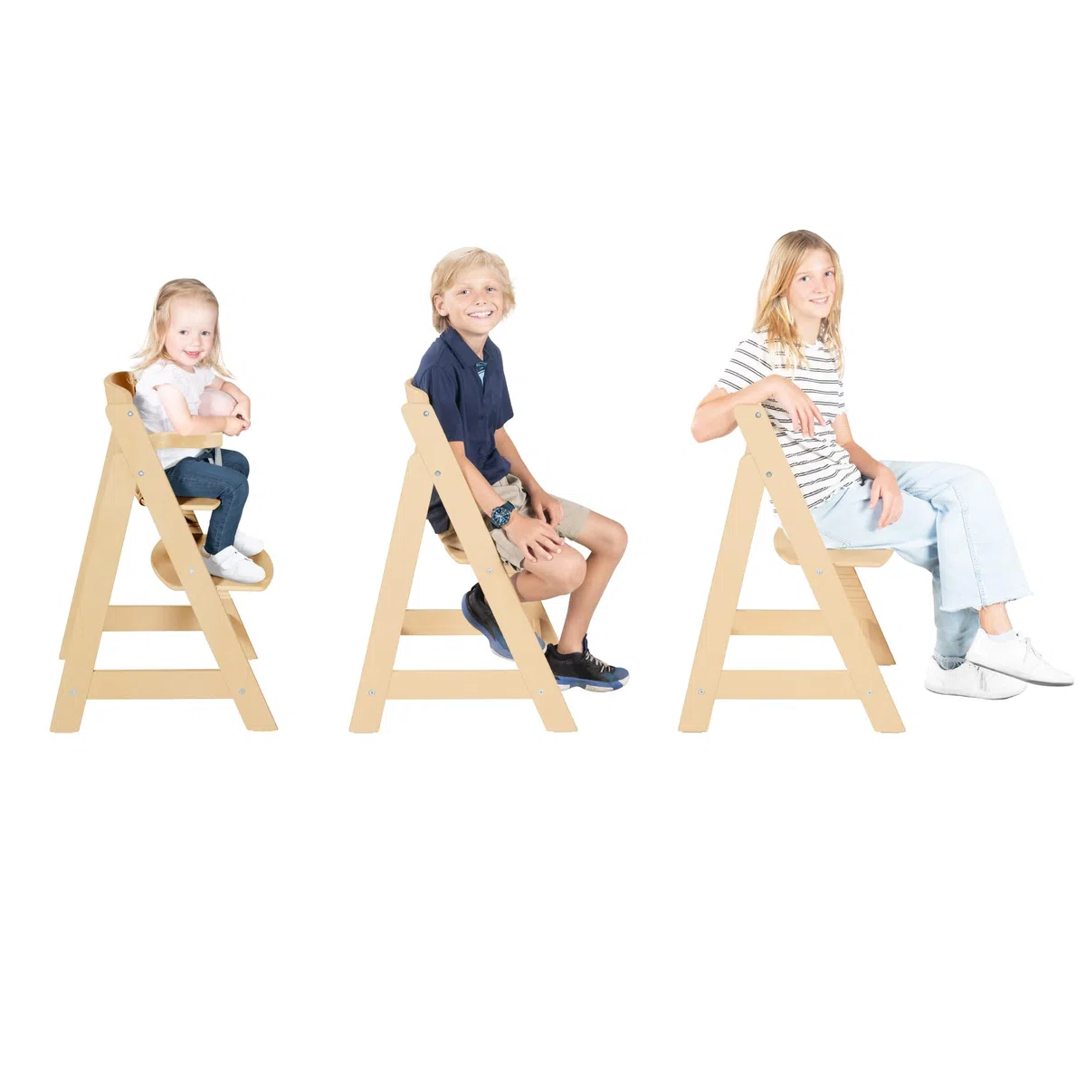 roba Seggiolone Scalabile Sit Up III in Legno Naturale - Altezza Regolabile - da 6 Mesi fino a 50 kg - Seggiolone Resistente con Barra di Sicurezza
