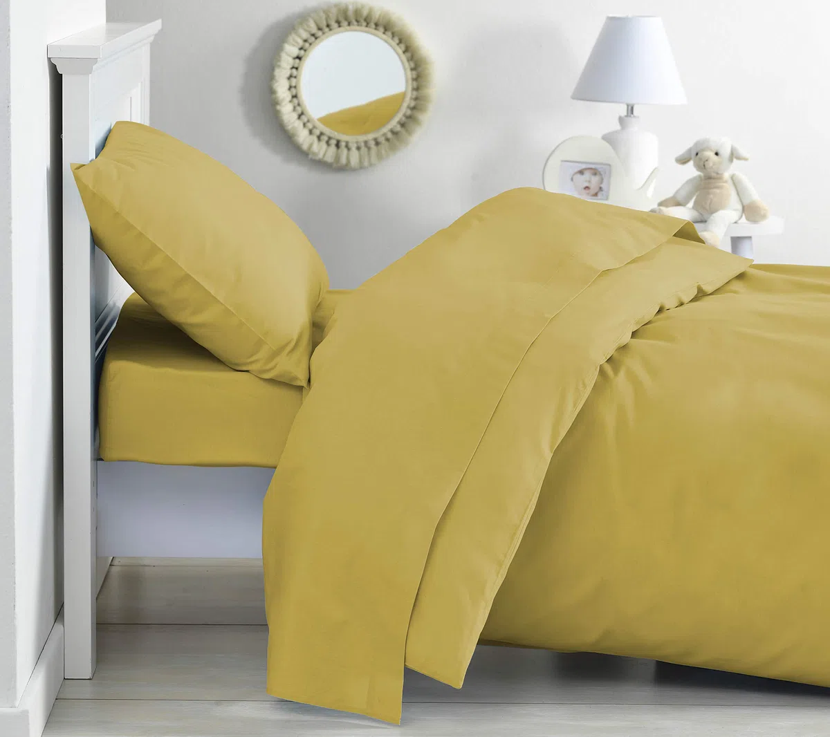 P'tit Basile - Copripiumino per bambini 75 x 120 cm o 80 x 120 cm - 100% cotone biologico - Giallo ocra - Certificato senza sostanze chimiche o nocive - Lettino culla 60x120 70x140