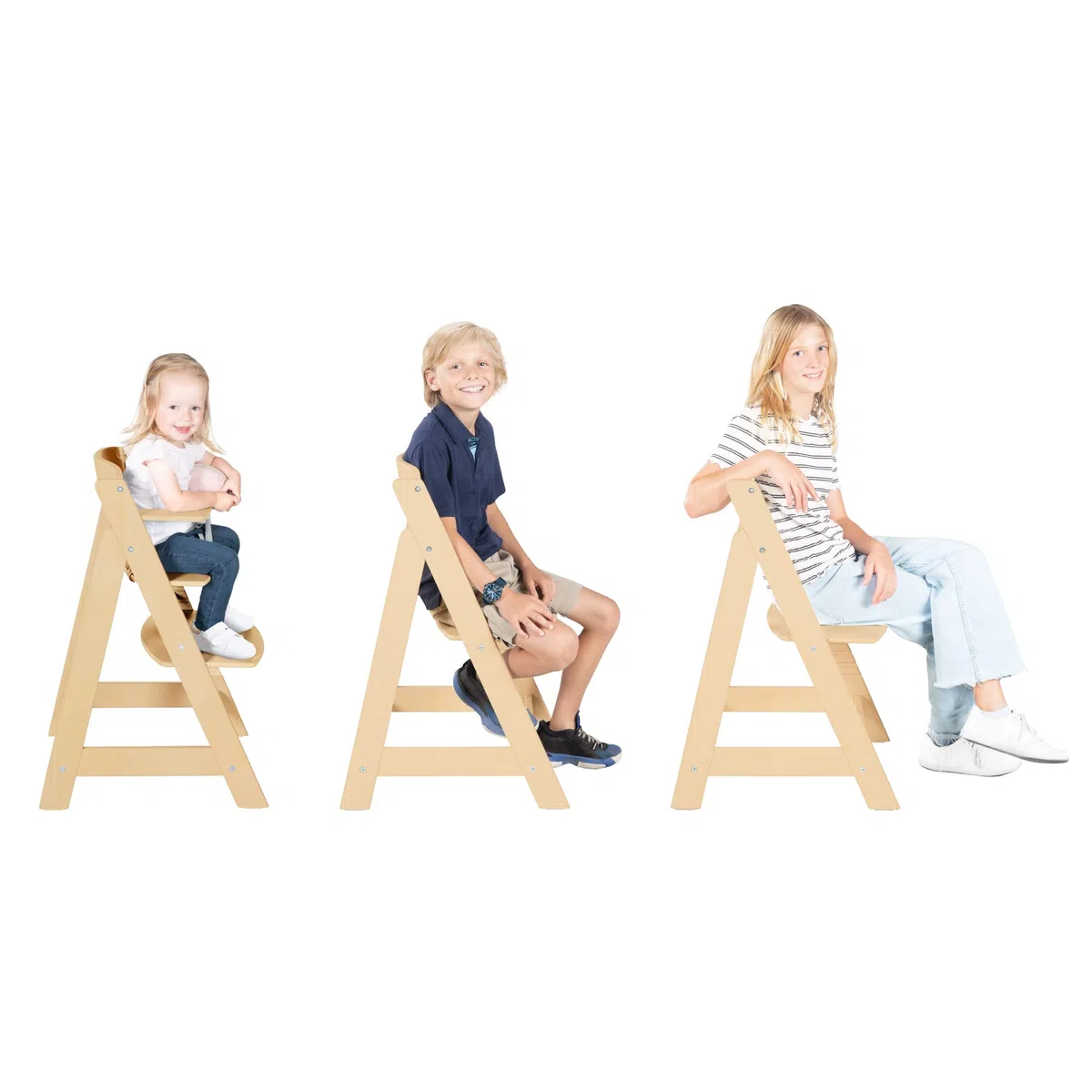 roba Seggiolone Evolutivo Sit Up Flex 2 in 1, Altezza Regolabile, dai 6 Mesi fino ai 70 kg, con Poggiapiedi, Robusto ed Ergonomico, Legno Naturale