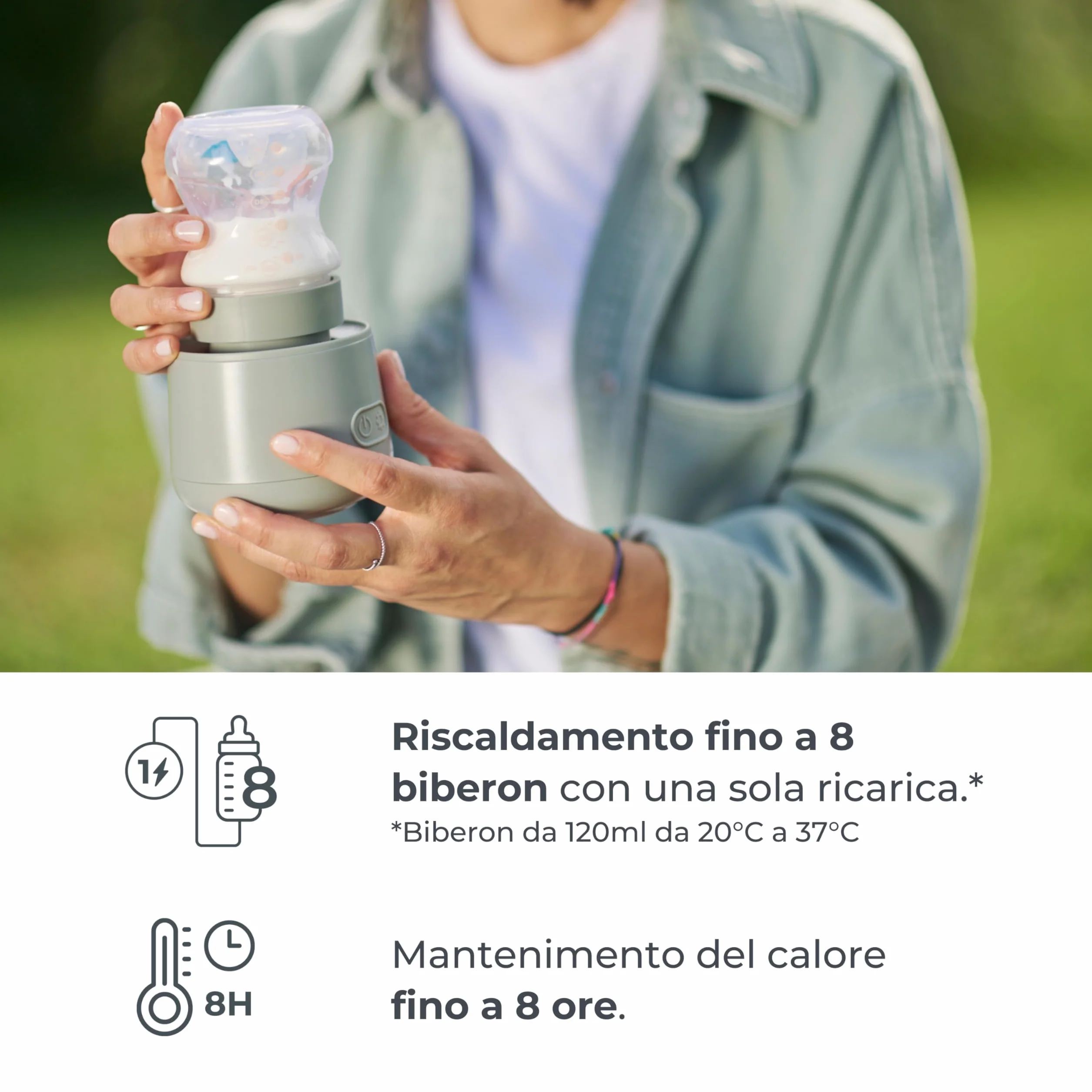 Nuvita Scaldabiberon Portatile Universale 1162 Warm'n'Go con USB, 4 Impostazioni di Temperatura, Scalda fino a 8 Biberon