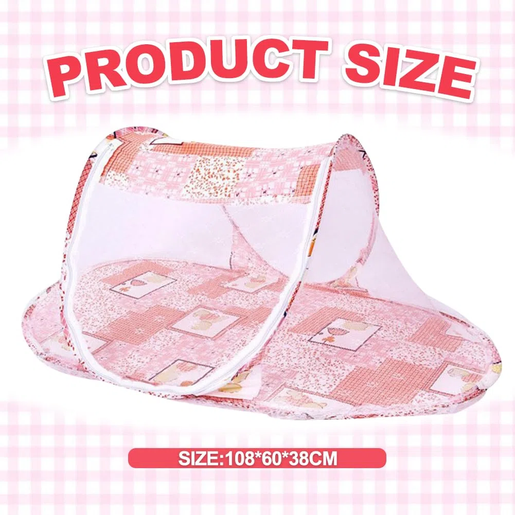Zanzariere per Culla, Zanzariera Lettino Bebè Pieghevole Tenda Anti Zanzare per Culla da Viaggio Portatile Zanzariera Pieghevole Tenda da Viaggio per Famiglia Viaggi All'Aperto( 108 x 60 x 38cm)(Rosa)