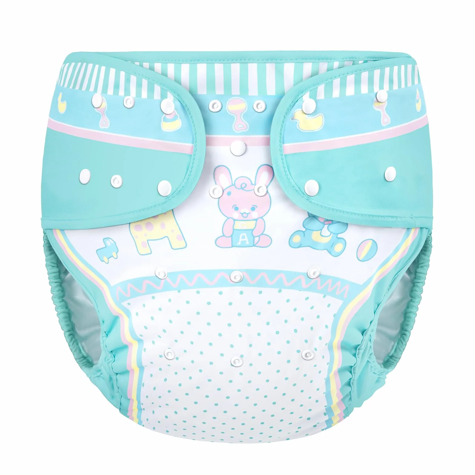 LittleForBig Pannolino Impermeabile Regolabile Riutilizzabile Adulto Wrap Copertura Baby Parade Blue M