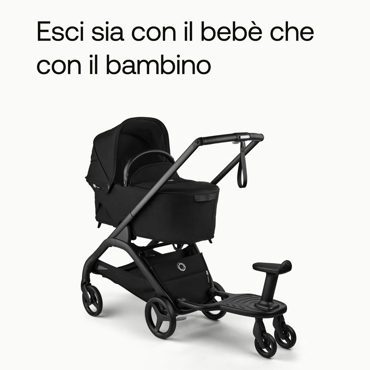 Bugaboo Pedana con Ruote Comfort+ con Sedile Rimovibile – Pedana da passeggio per bambini piccoli con opzione da seduto o in piedi, compatibile con tutti i passeggini Bugaboo