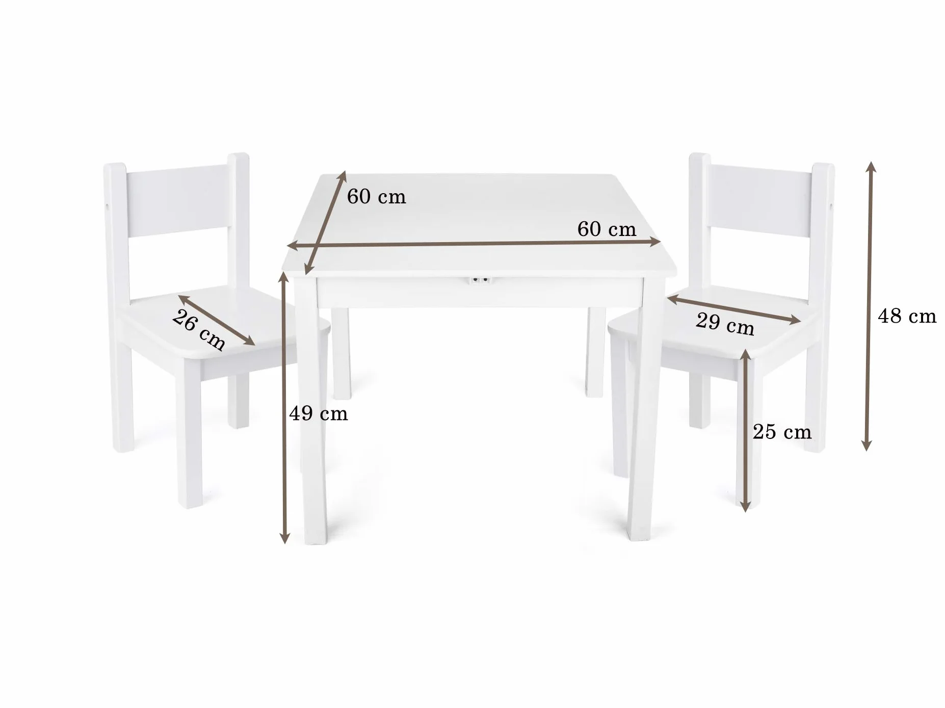 Leomark Tavolo e 2 Sedie in Legno per Bambini 60x60x49 cm, Set Stabile Mappa del Mondo
