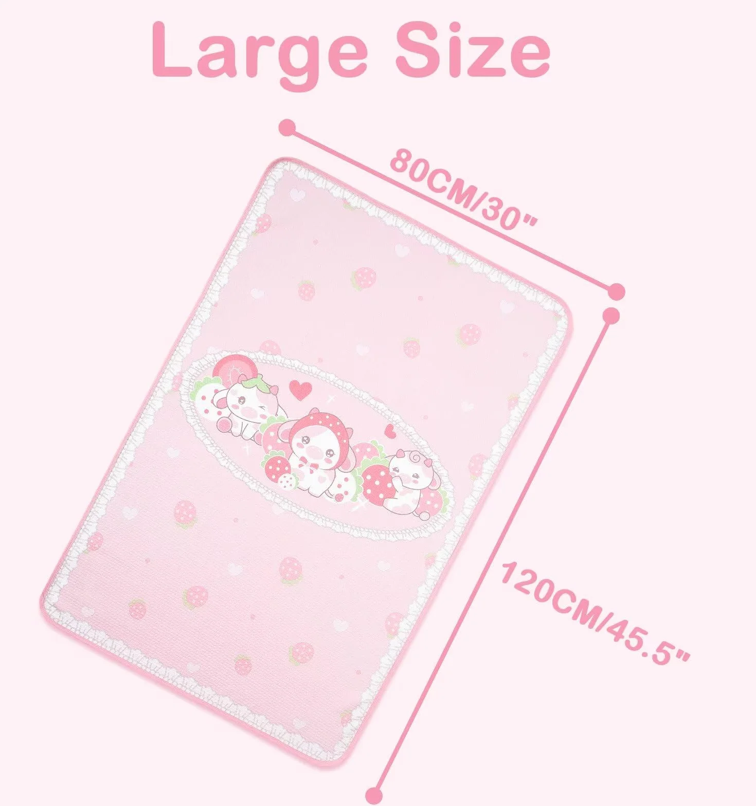 Landofgenie Impermeabile Changing Pad 80 x 120 CM Lavabile Riutilizzabile Oversized Adult Changing Pad - Mucca fragola