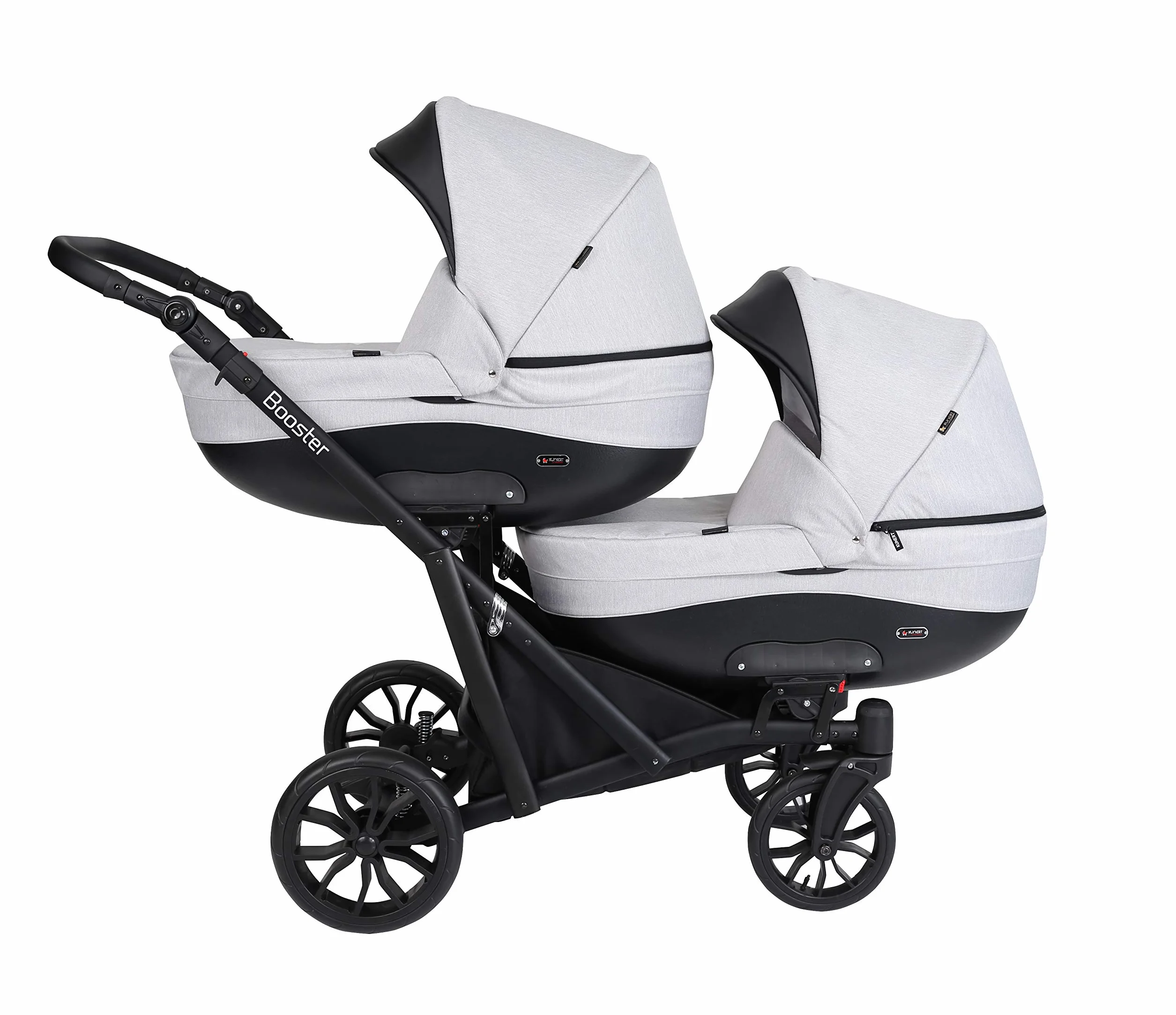 KUNERT Passeggino Gemellare 3 in 1 Cosmo Navicella Carrozzina Seggiolino Auto Grigio