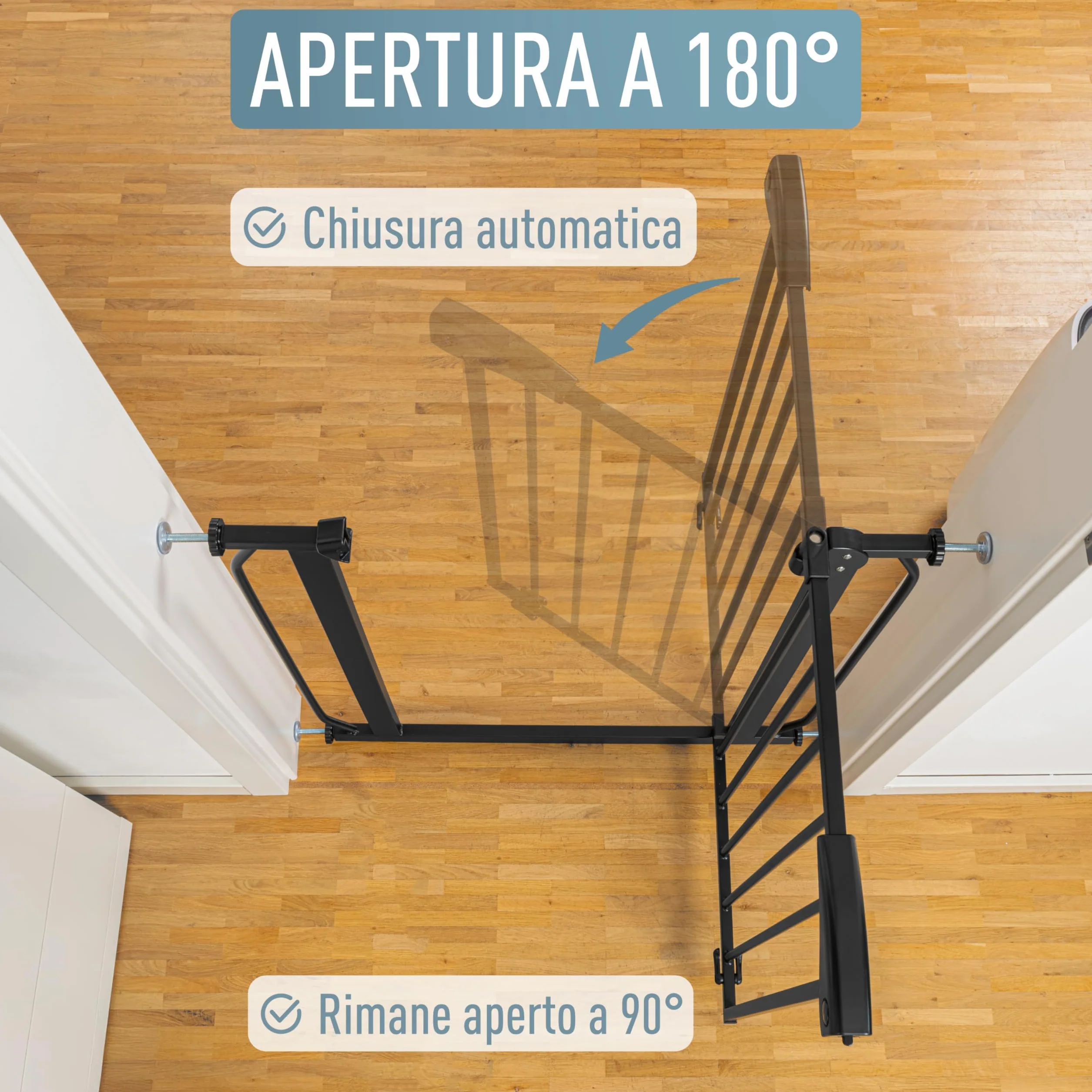 Berrin Cancelletto per Bambini di Sicurezza 58-185 cm Metallo 90° Stop Nero 58-66 cm