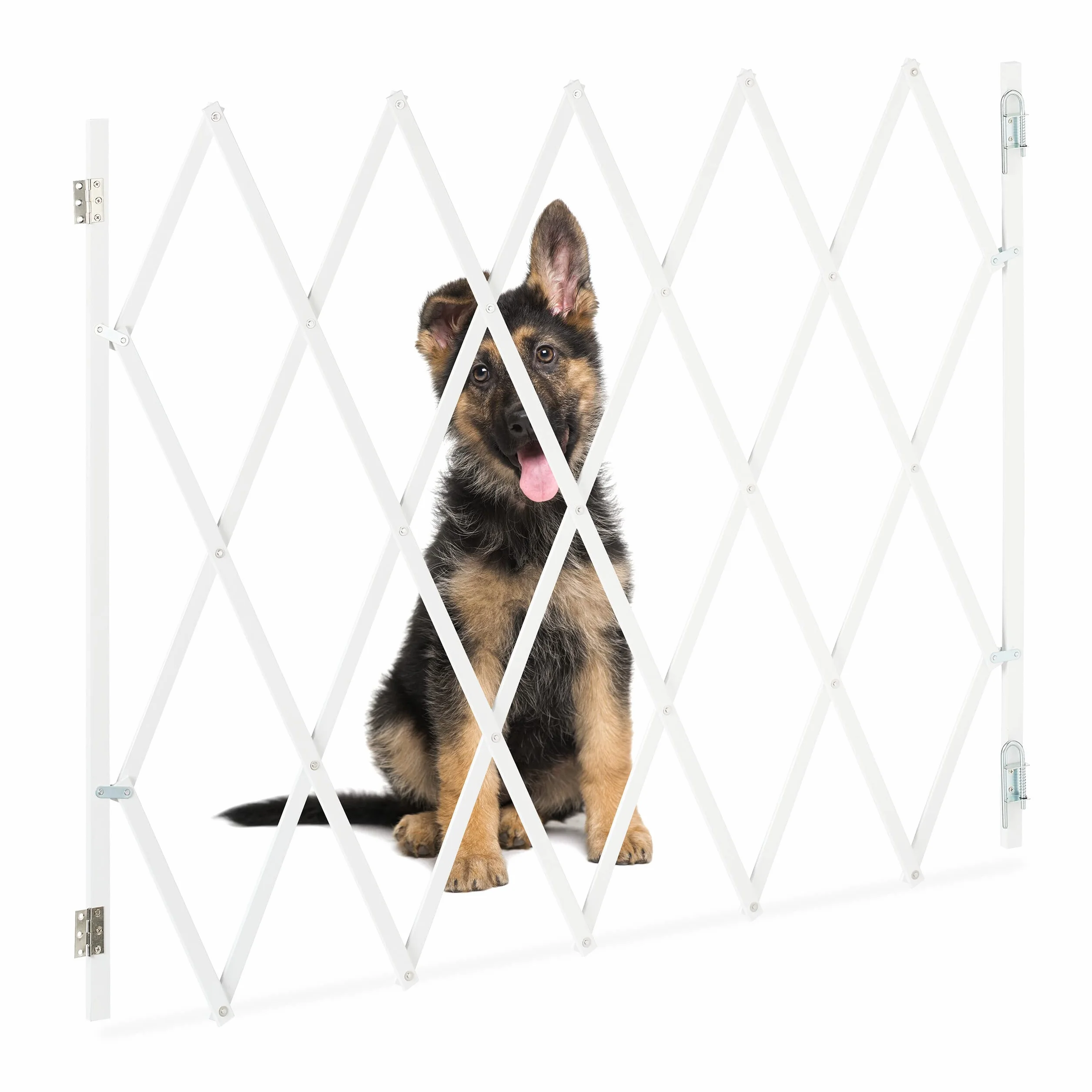 Relaxdays Cancelletto di Sicurezza per Cani, Recinzione Allungabile Fino a 130 cm, Alto 87,5-100 cm, in bambù, Bianco