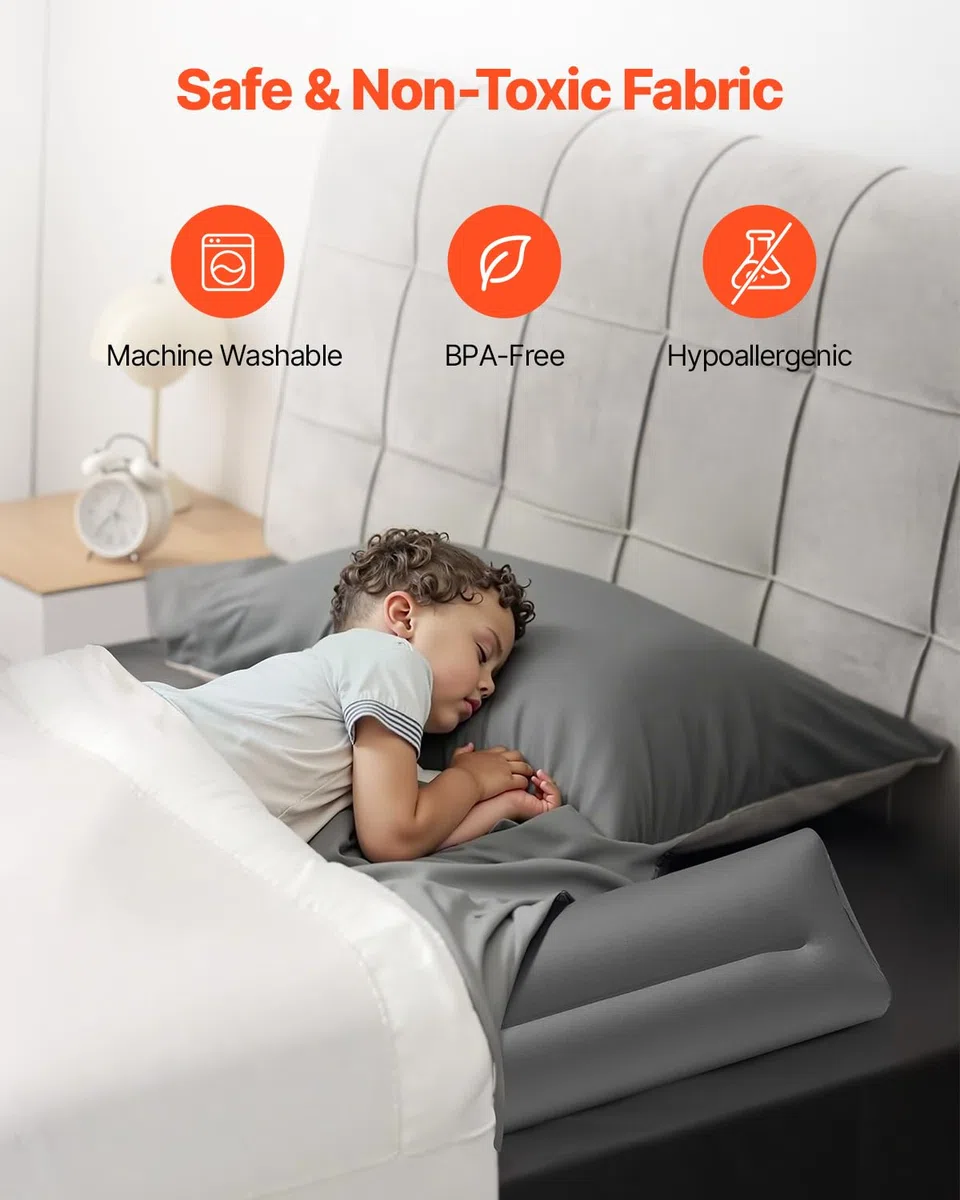 VEVOR Paracolpi per Letto per Bambini Piccoli, 1323 x 690 x 160 mm di Protezione per Letto Gonfiabile con Aletta di Sicurezza Paracolpi Antiscivolo in TPU, Letti Leggero e Portatile 2 Pezzi