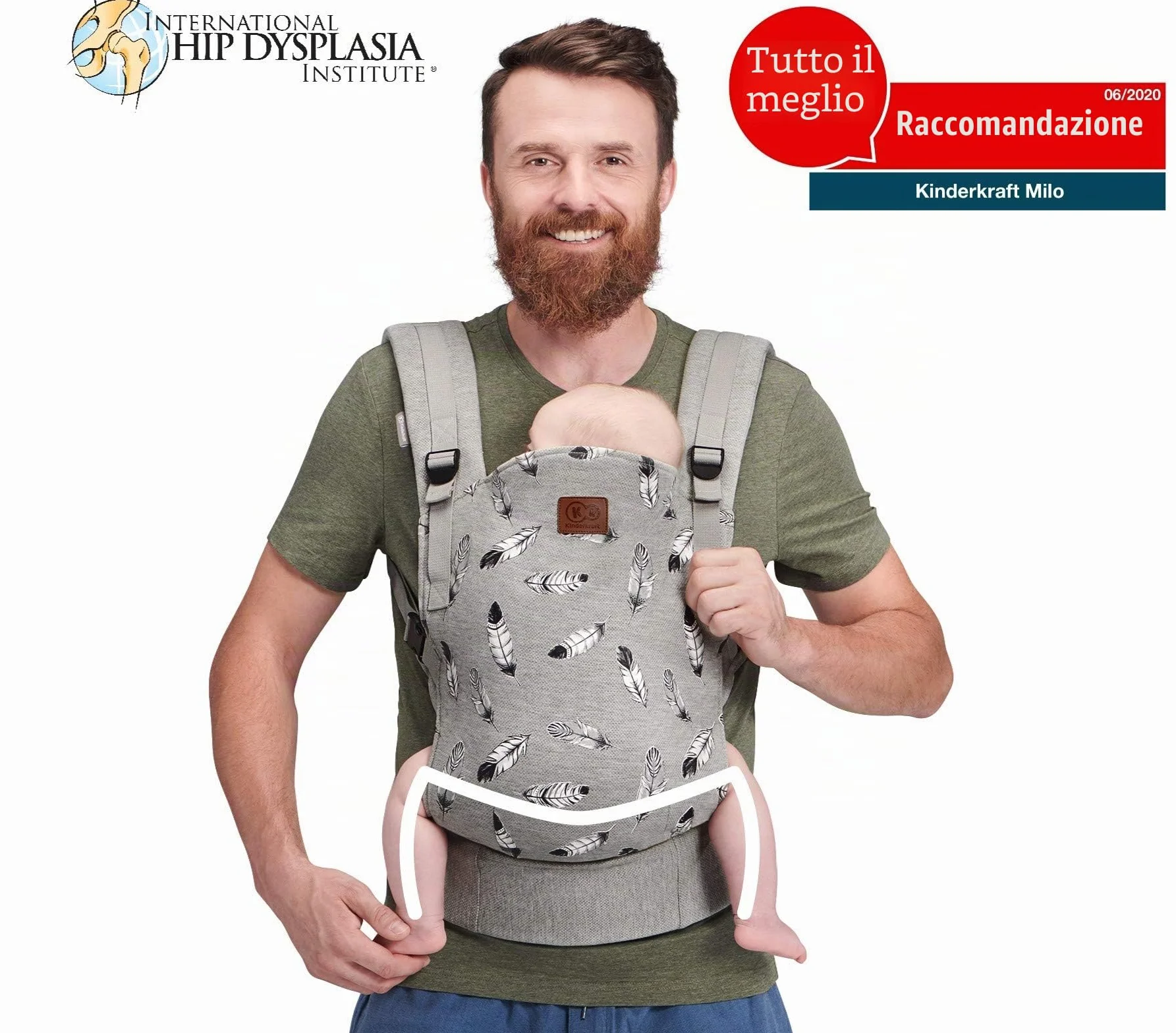 kk Kinderkraft Marsupio Ergonomico Milo, Leggero, Ventrale e Dorsale, Regolabile, Per Bambini da 3 Mesi Fino 20 Kg, Grigio
