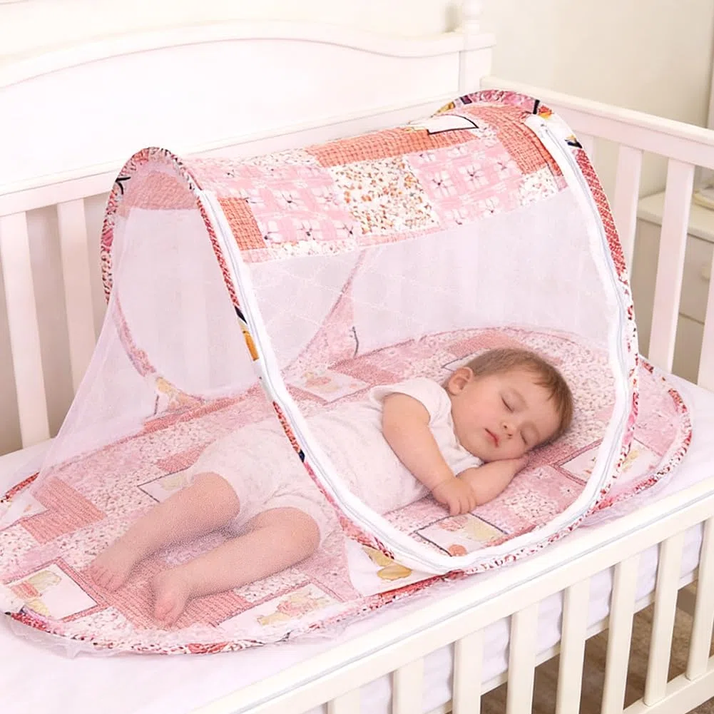 Zanzariere per Culla, Zanzariera Lettino Bebè Pieghevole Tenda Anti Zanzare per Culla da Viaggio Portatile Zanzariera Pieghevole Tenda da Viaggio per Famiglia Viaggi All'Aperto( 108 x 60 x 38cm)(Rosa)