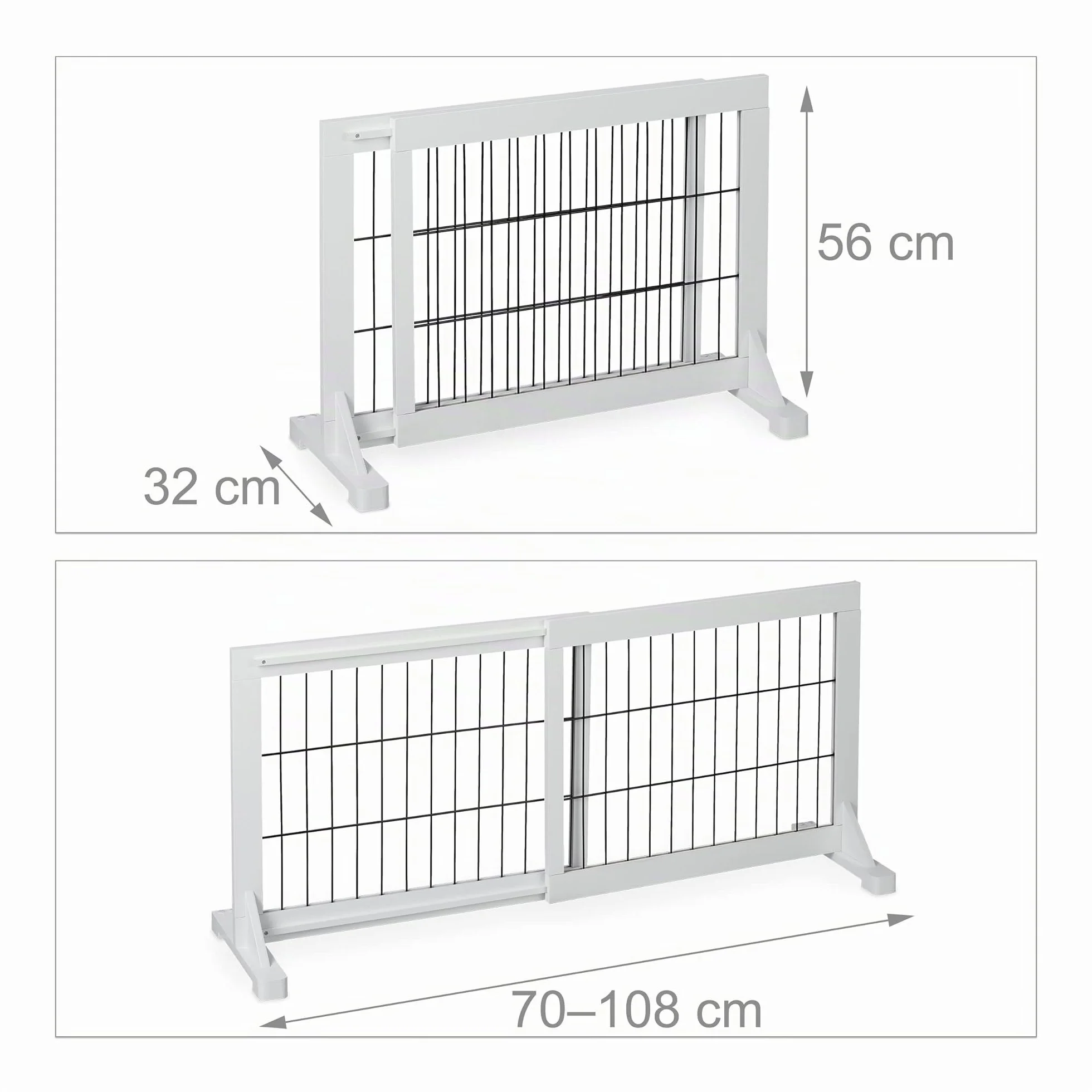 Relaxdays Cancelletto per Bambini, Barriera per Cani e Neonati, Recinzione Scale, Cancellino HxL: 56x70-115 cm, Bianco